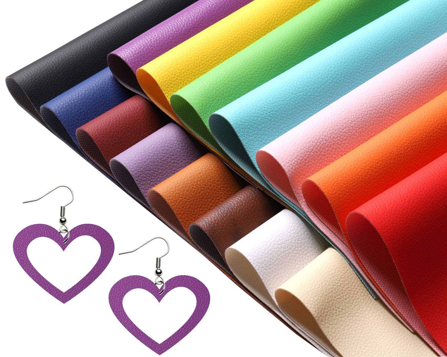 Solid PU Synthetic Faux Leather Sheets 15pcs/Set 8.2″ x 11.8″Soft Leather Fab…