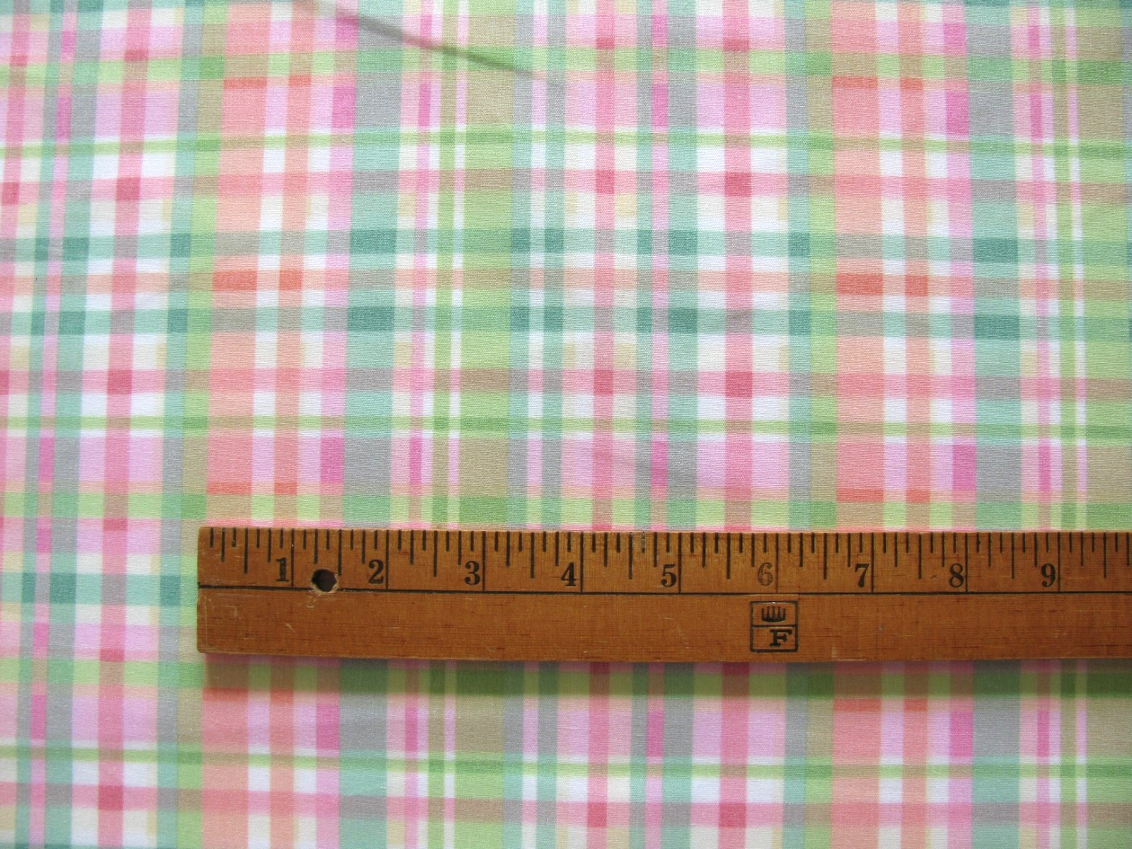 7 Yards Pastel Sherbet Plaid Fabric Sherbert Orange Green Pink White 55″ Wide