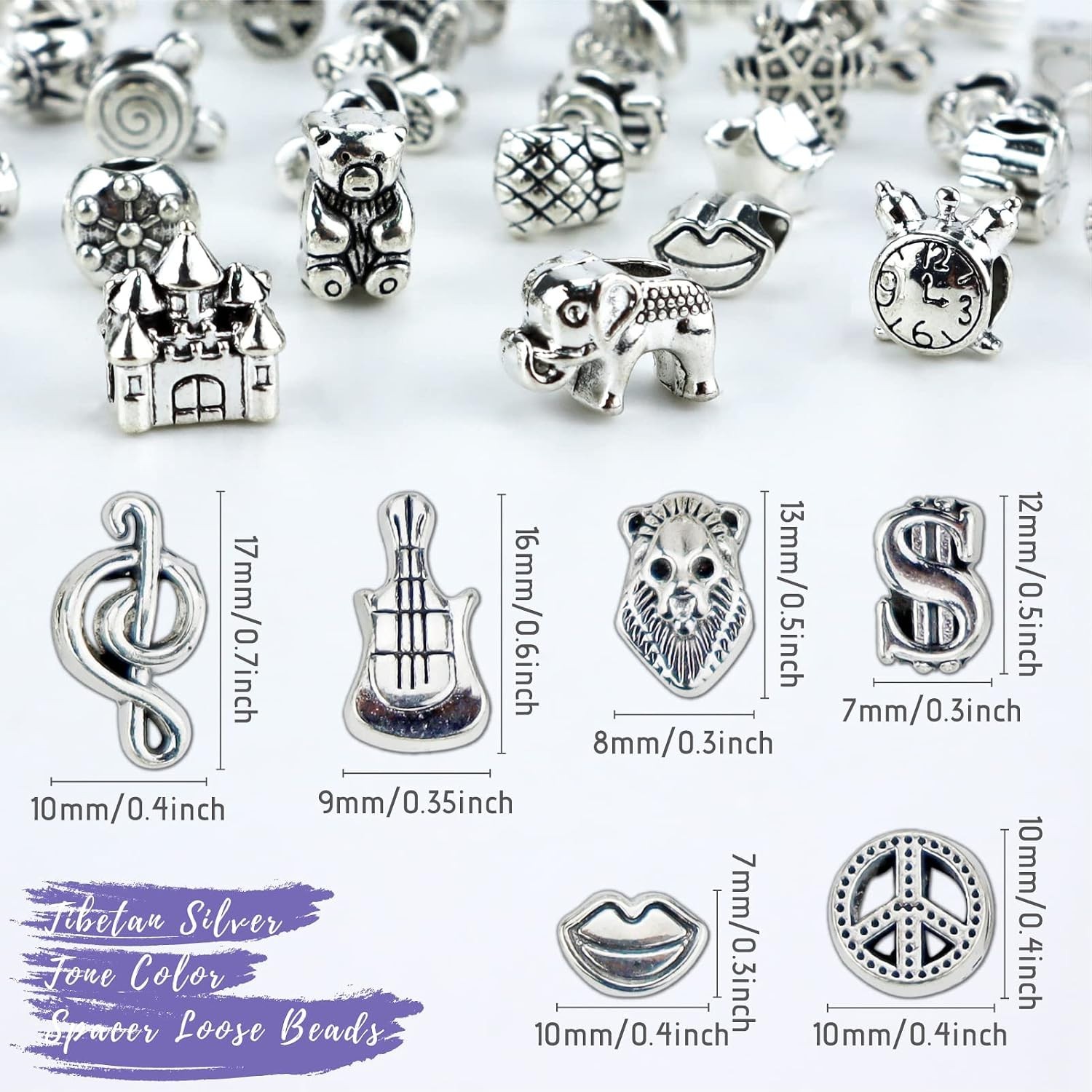 Wholesale Tibetan Silver Beads Set – 40 Loose Alloy Beads for Jewelry Crafts