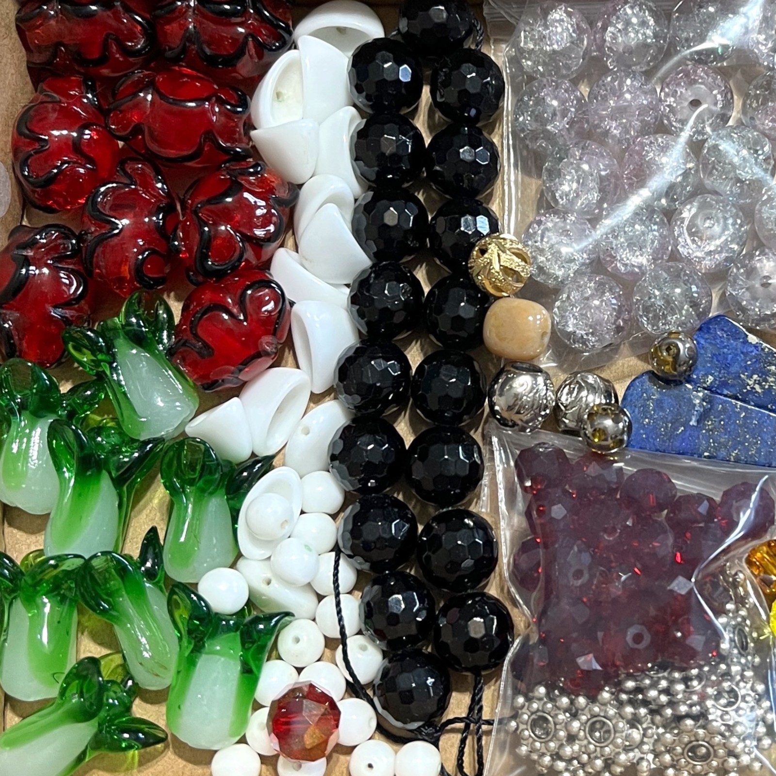 VTG – Now Variety Beads Glass Stone Lampwork Crackle Art Jewelry Making Lot Mix