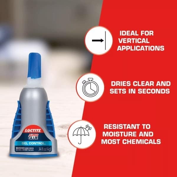 Super Glue Gel Control, Clear, 0.14 fl oz Bottle, 6 Pack – Superglue for Plas…