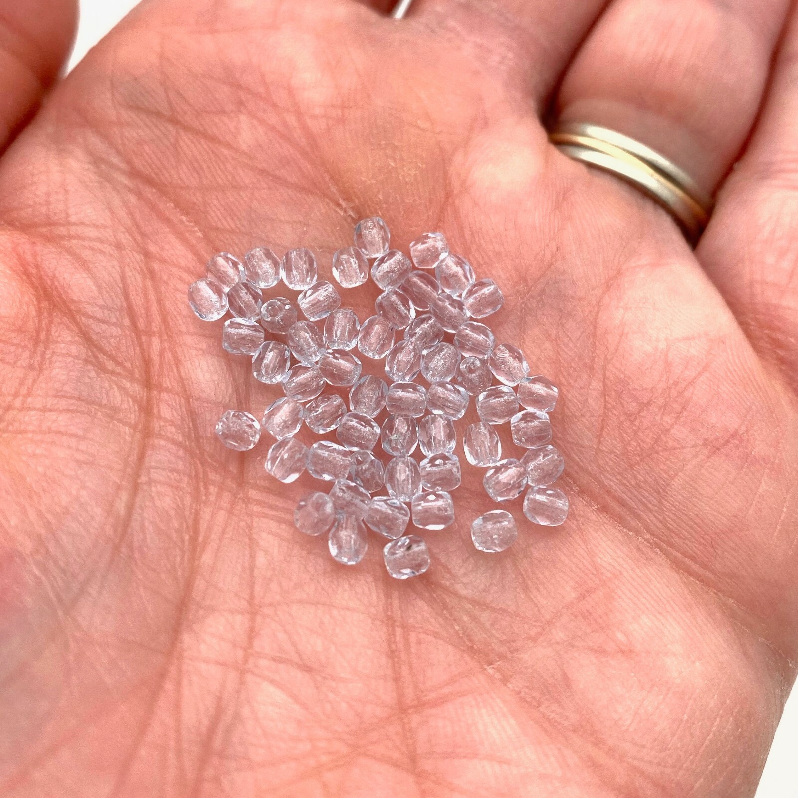 Faceted Translucent Light Patten Blue Round Czech Glass Beads (3mm) (BCG84)