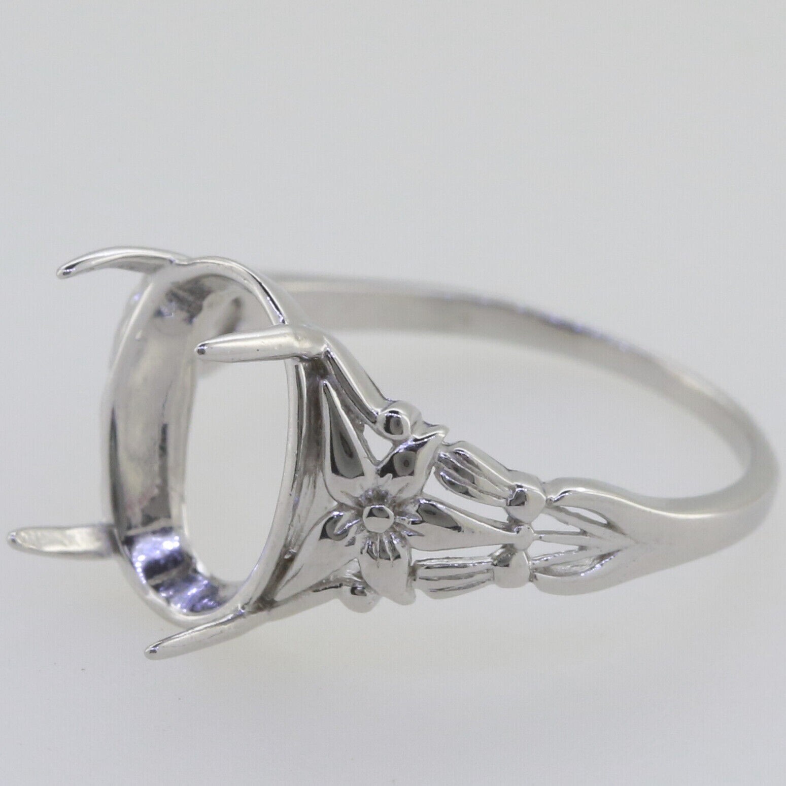 MTO Sterling Silver Semi Mount Ring Setting Cabochon Oval 12x9mm Solitaire Ring