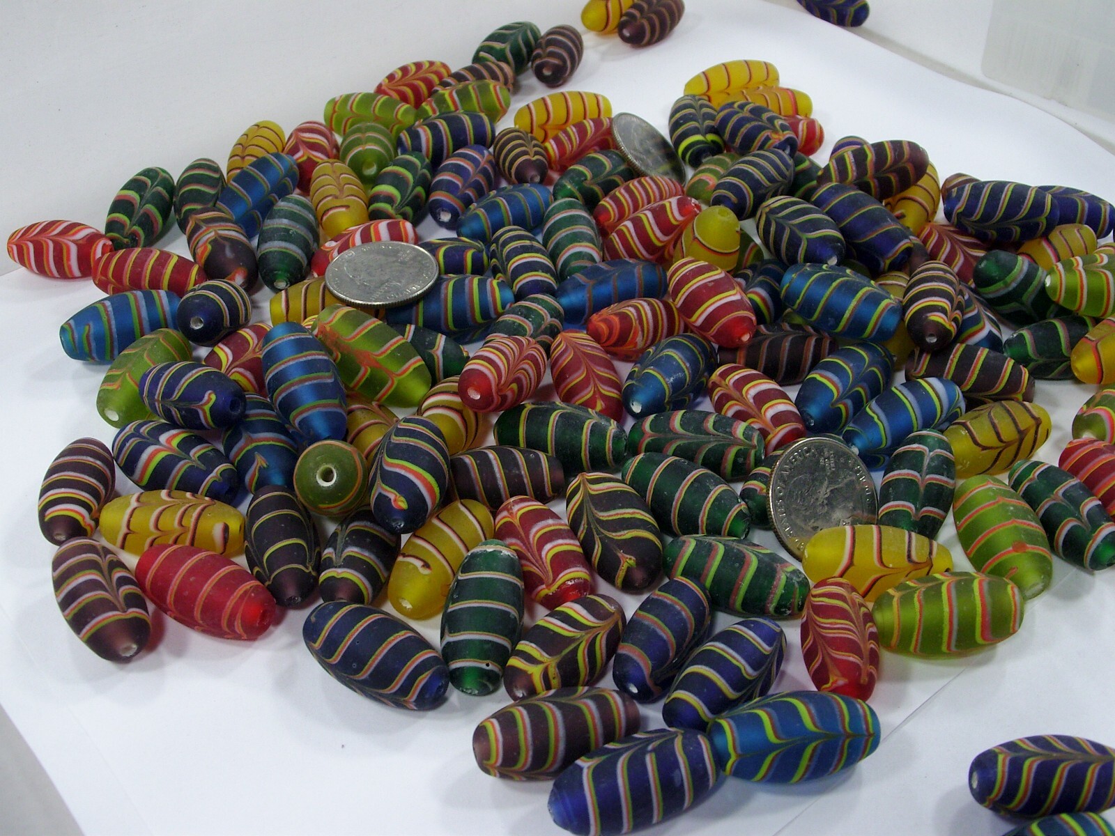 2 Pounds Assorted Feather (14mm x 27mm) India Handmade Glass Beads (GP-25B) ⭐