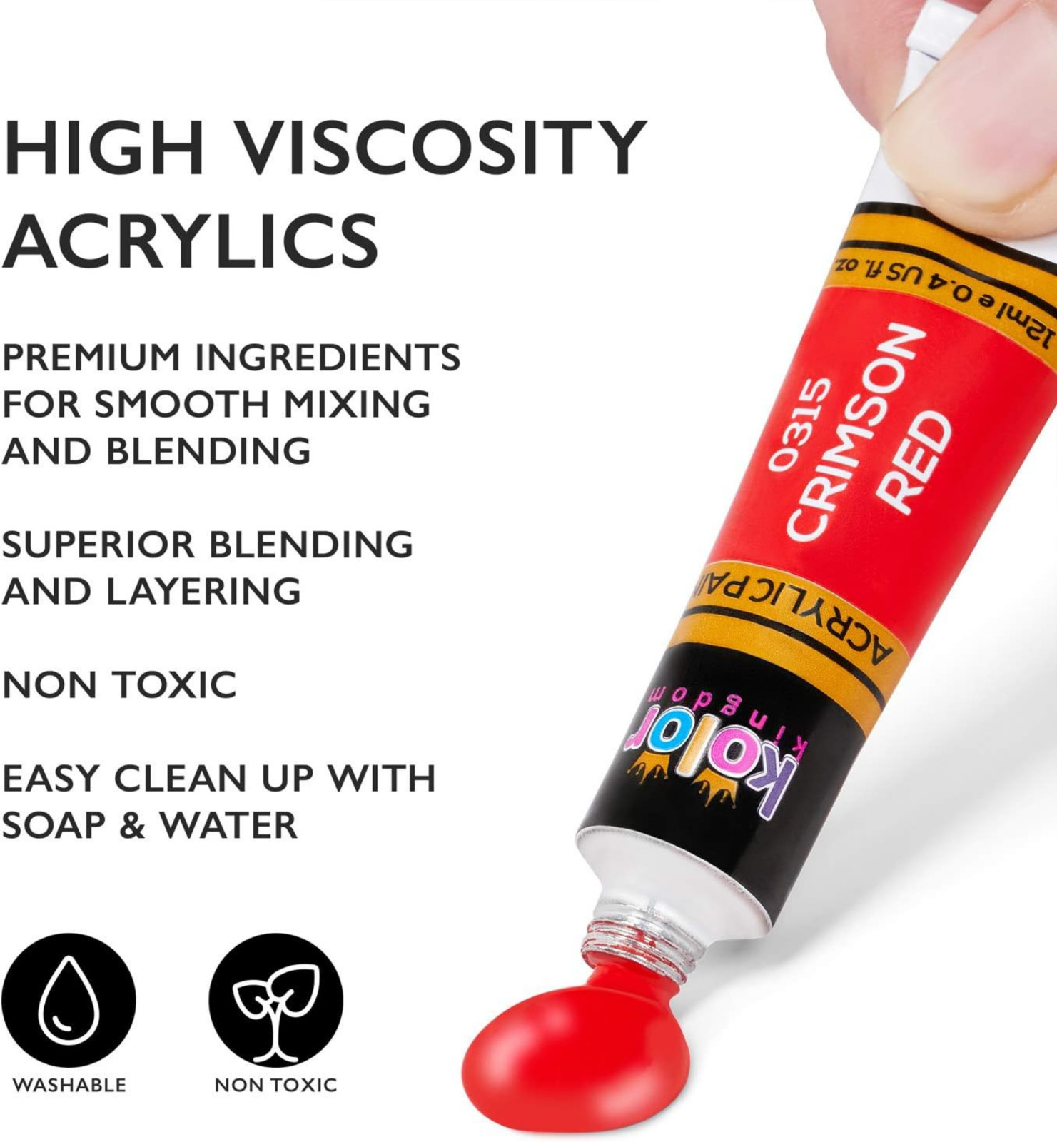 Acrylic Paint Set 24 Colors 3 Brushes Art Supplies Canvas Wood Rock Fabric