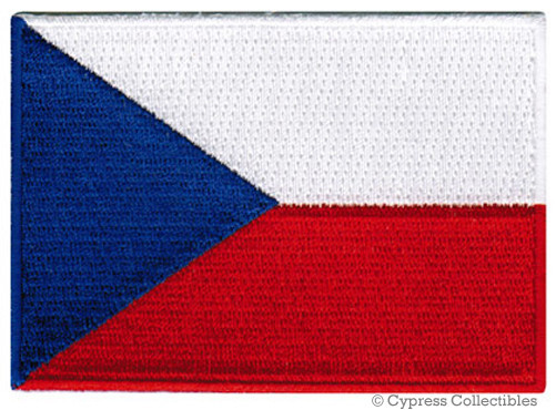 LOT of 2 CZECH Czechia FLAG PATCH EMBROIDERED IRON-ON LION COAT of ARMS SHIELD