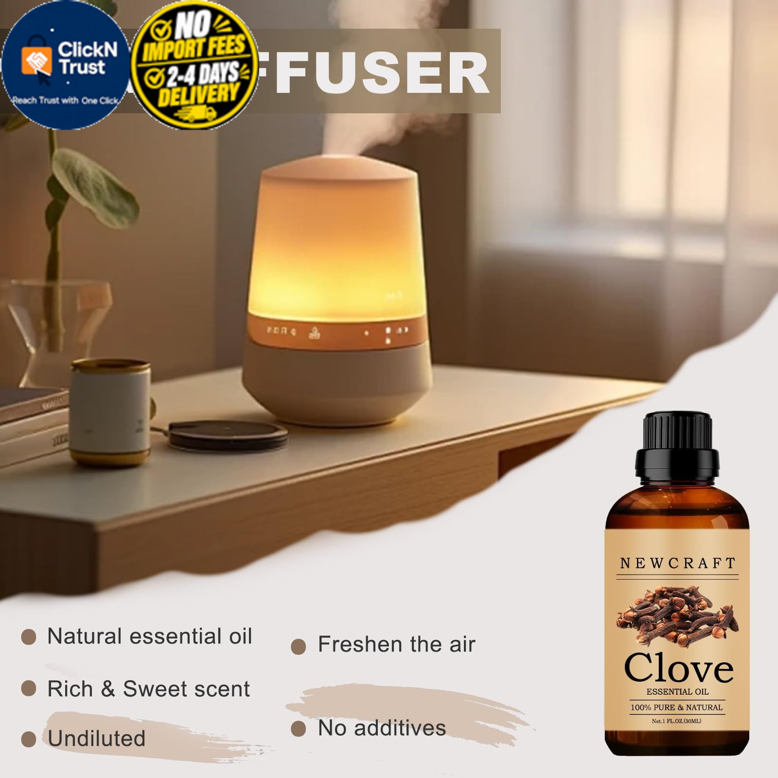 Clove Essential Oils, 100% Pure and Natural Oil 1 Fl Oz (Pack of 1)