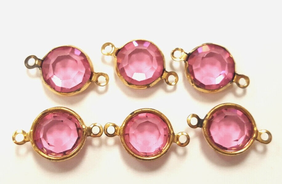6 Vintage Swarovski Jewel 47SS Channel 2 Loop Connectors -7 Colors You Pick J140