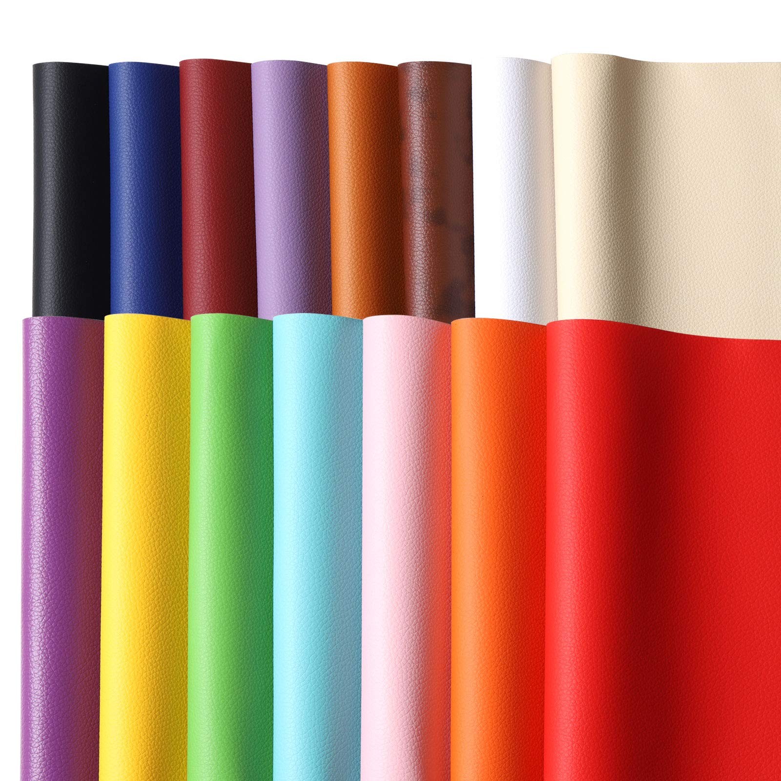Solid PU Synthetic Faux Leather Sheets 15pcs/Set 8.2″ x 11.8″Soft Leather Fab…