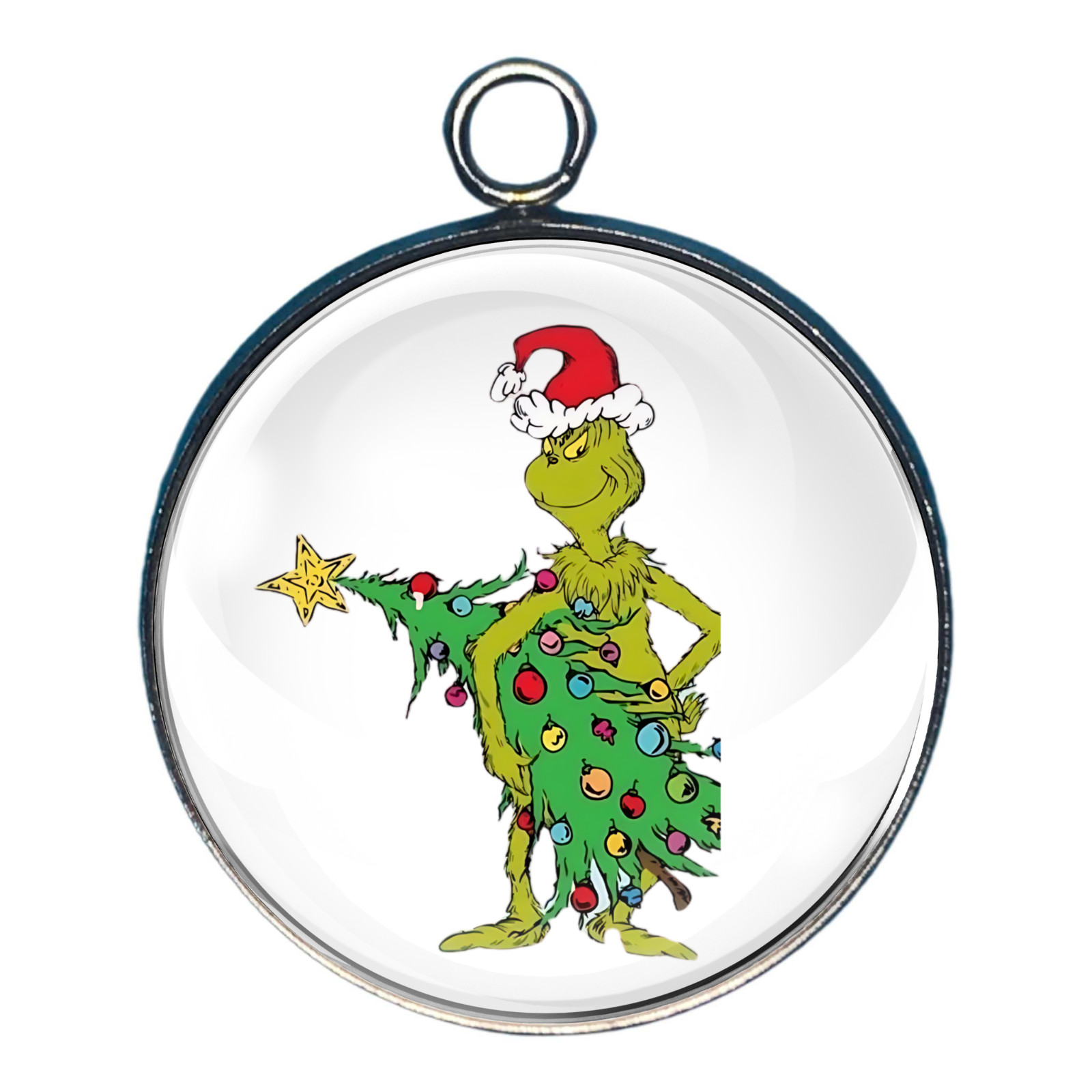 Grinch Christmas Glass Cabochon Charms, Jewelry Making Charms