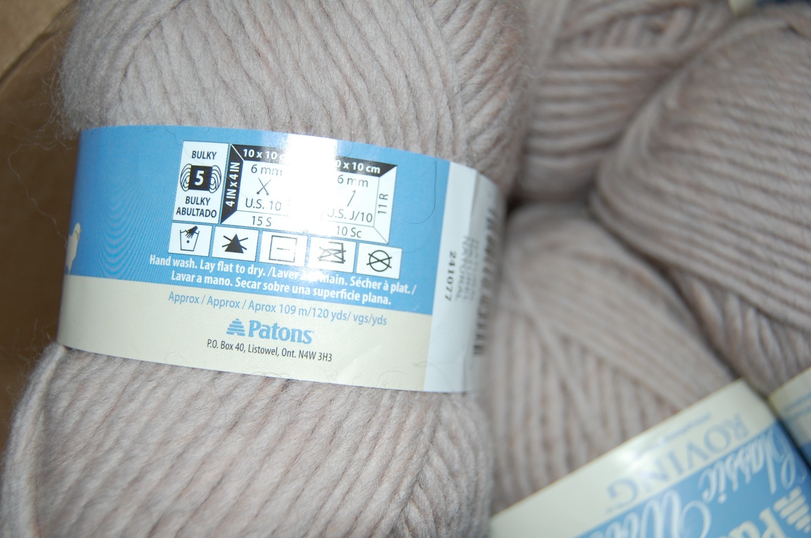 Mix Dye Lot of 6, Patons Classic Wool Roving Yarn, Natural Taupe