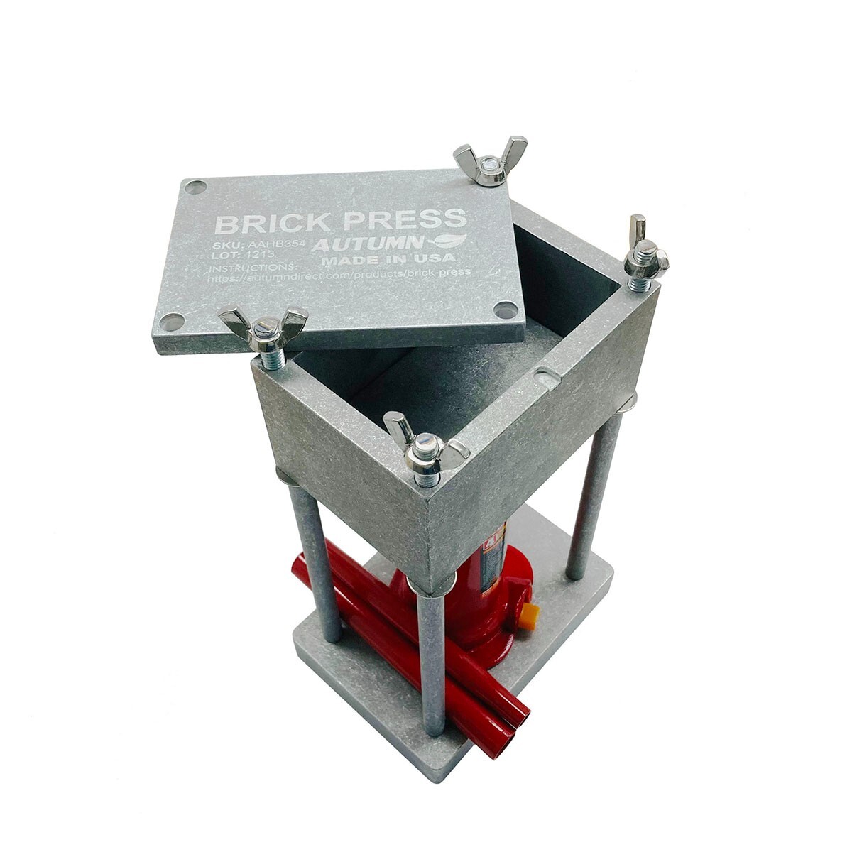 AUTUMN Brick Press, 4-Ton Capacity, 5 x 3 IN brick size – Made in USA OPEN BOX
