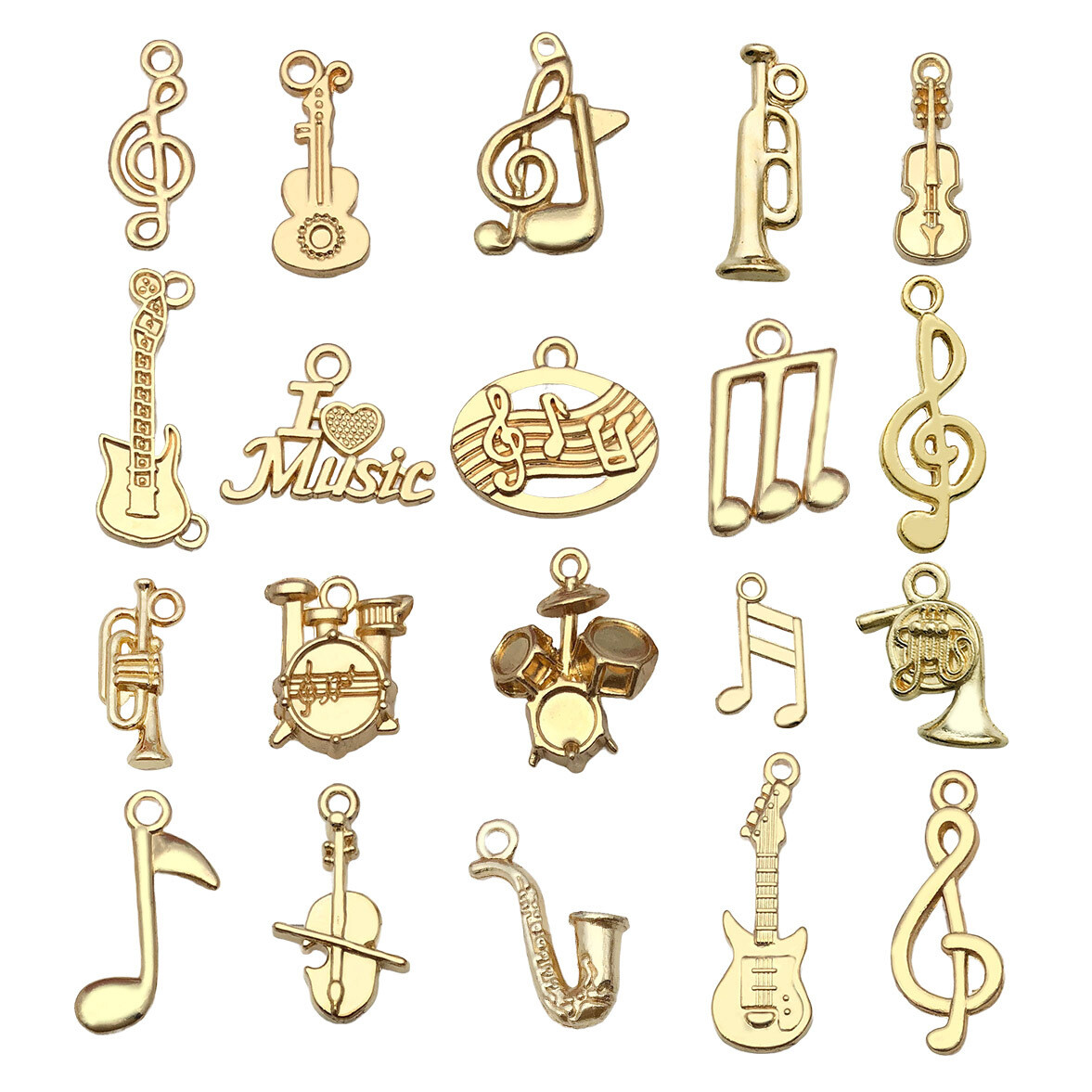 BLUK 100Pcs Music Mixed Charms DIY Jewelry Making Pendants