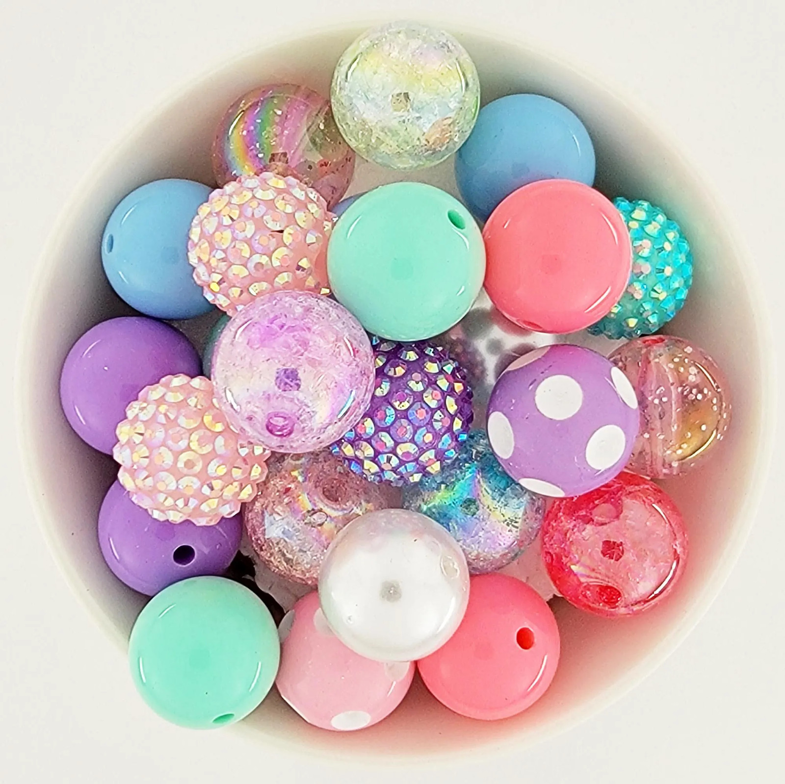 Chunky 20mm Bubblegum Bead Mixes, Pastel Pink Mint Blue and Purple, for Crafts