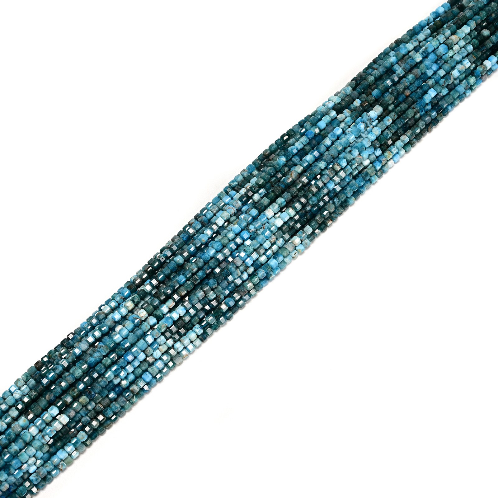 Natural Gradient Blue Apatite Faceted Cube Beads Size 4mm 15.5″ Strand