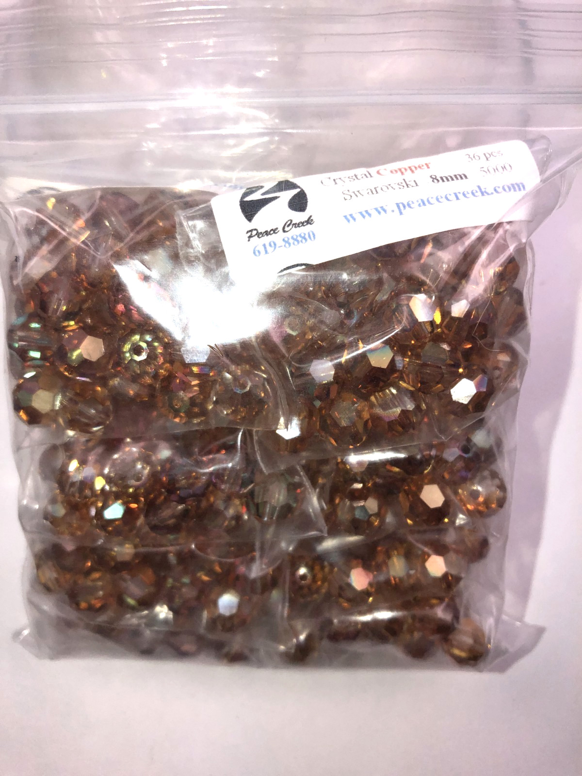 Swarovski crystal 8mm Crystal Copper #5000 (8 baggies of 36=288 beads)