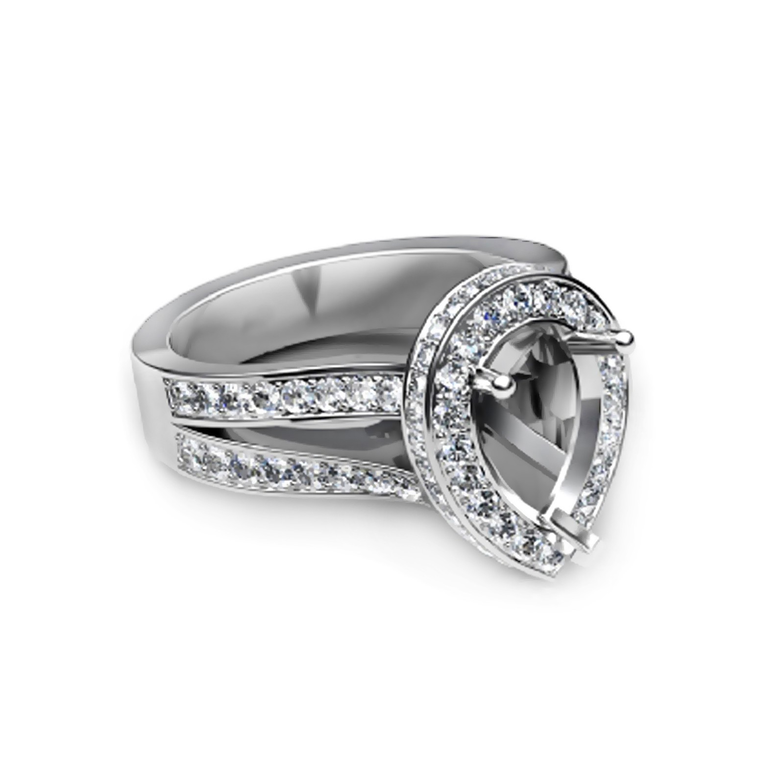 Pear 8x6mm Semi Mount Ring 925 Sterling Silver Women Engagement Ring Setting