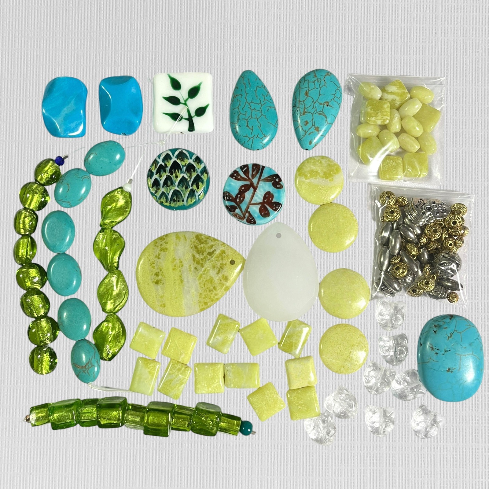 VTG – Now Mixed Lot Beads Gemstone Glass Metal Eclectic Variety Colorful Jewelry