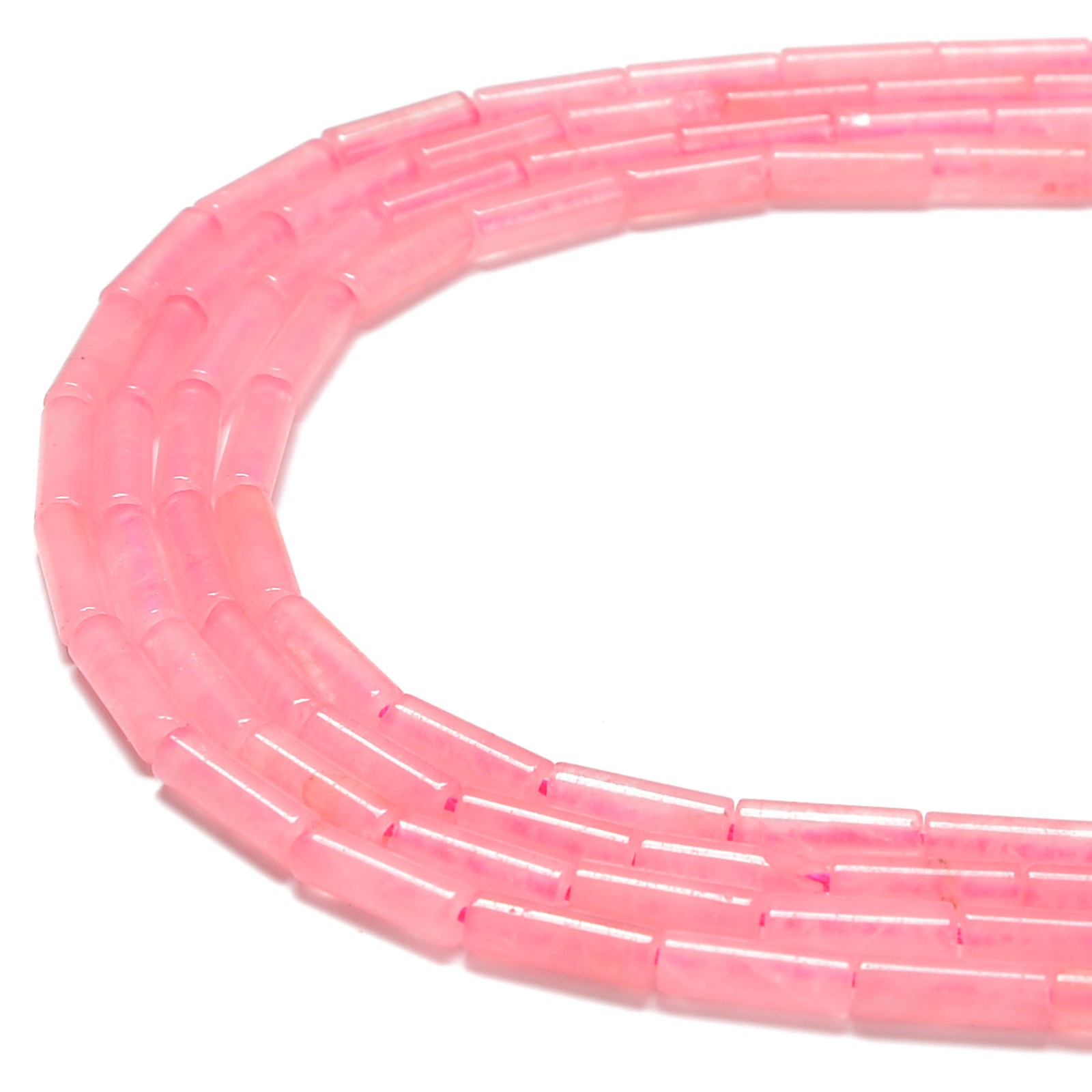 Natural Rose Quartz Cylinder Tube Beads Size 4x13mm 15.5” Strand