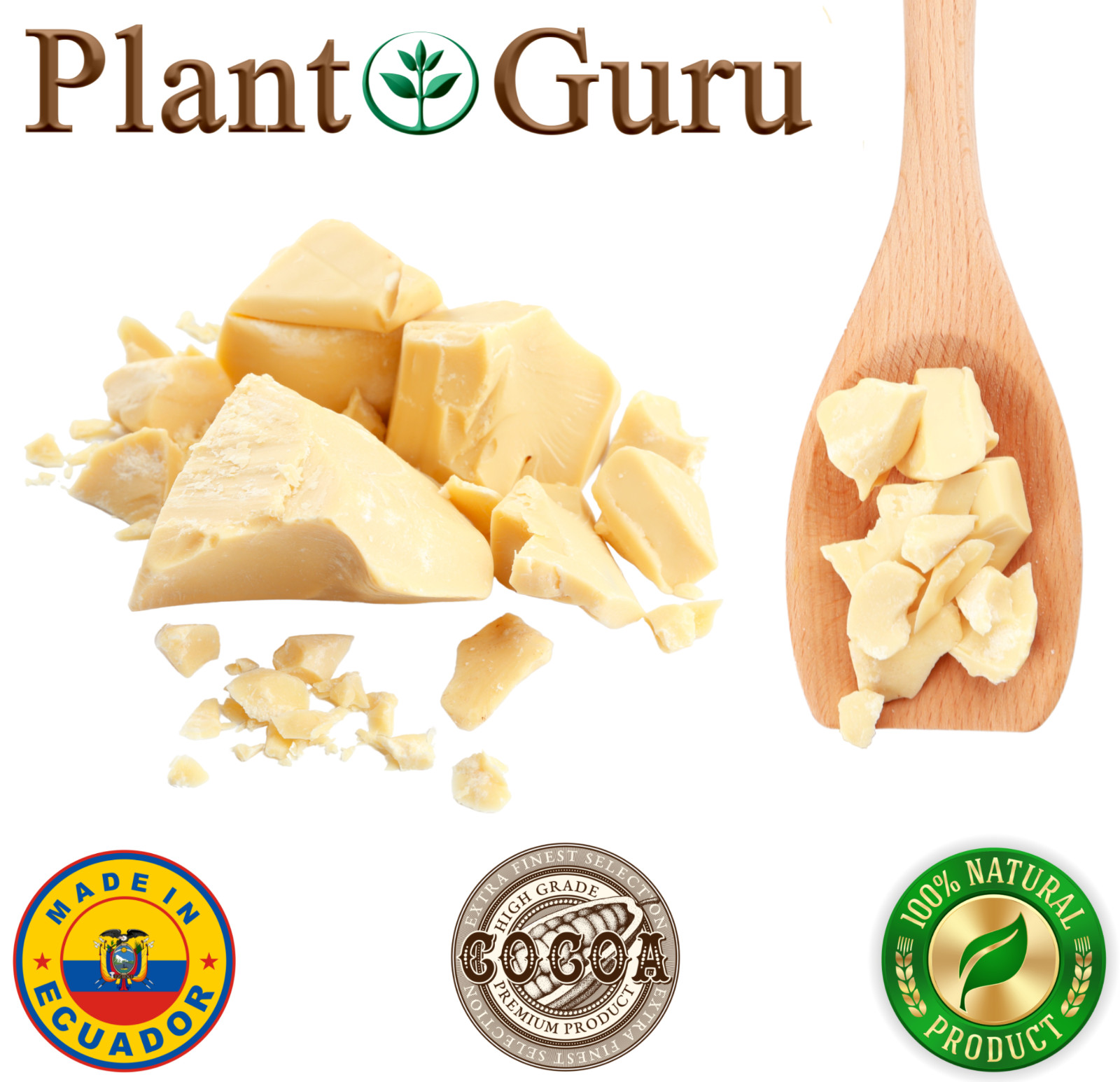 Raw Cocoa Butter 1 lb. FOOD GRADE 100% Pure Natural Unrefined Organic Cacao Bean