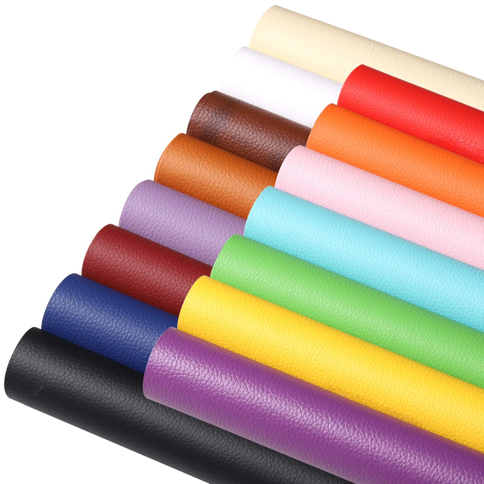 Solid PU Synthetic Faux Leather Sheets 15pcs/Set 8.2″ x 11.8″Soft Leather Fab…