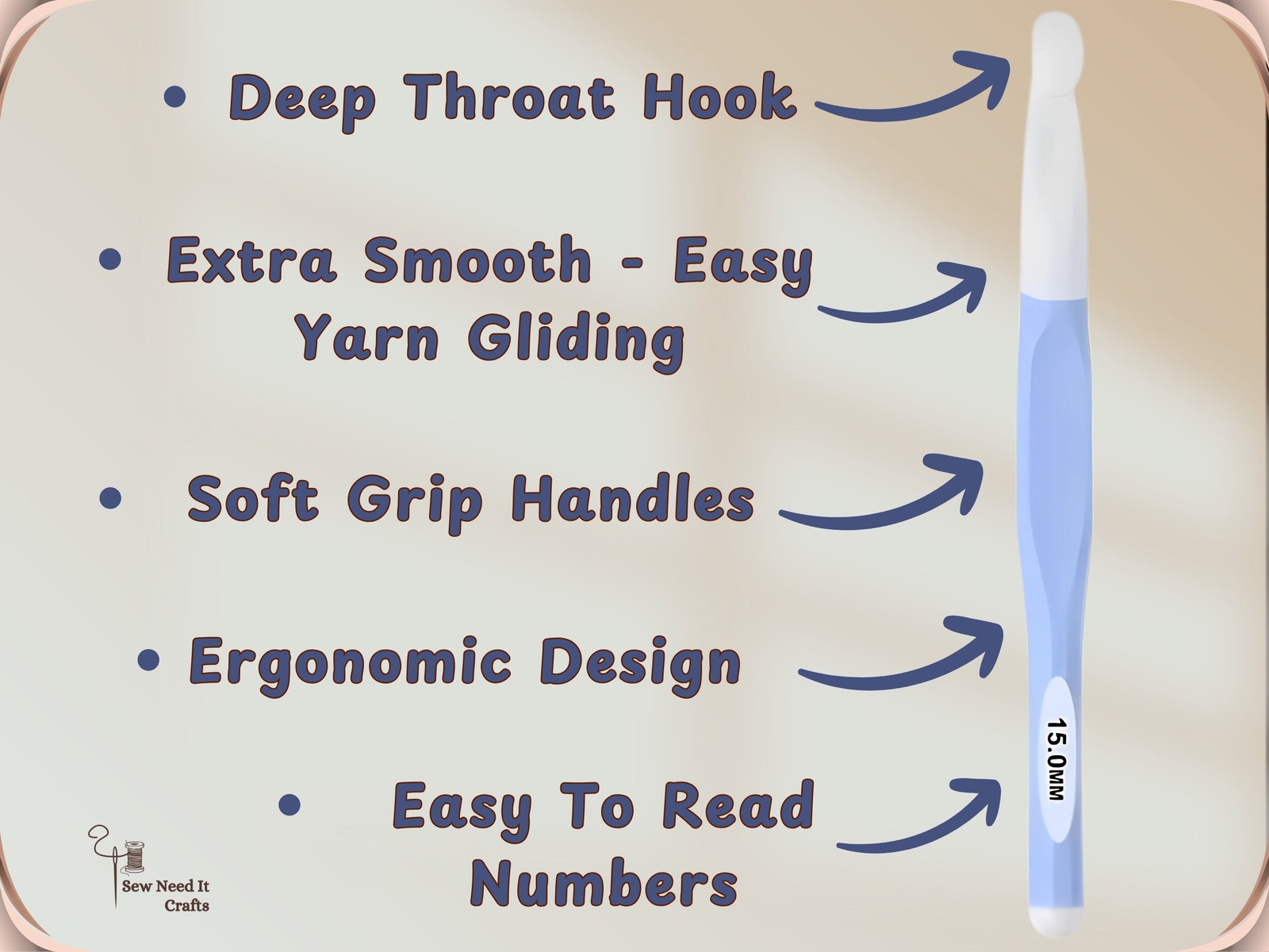 Large Crochet Hooks 6mm–20mm for Chunky Yarn Ergonomic Crochet Hook Set