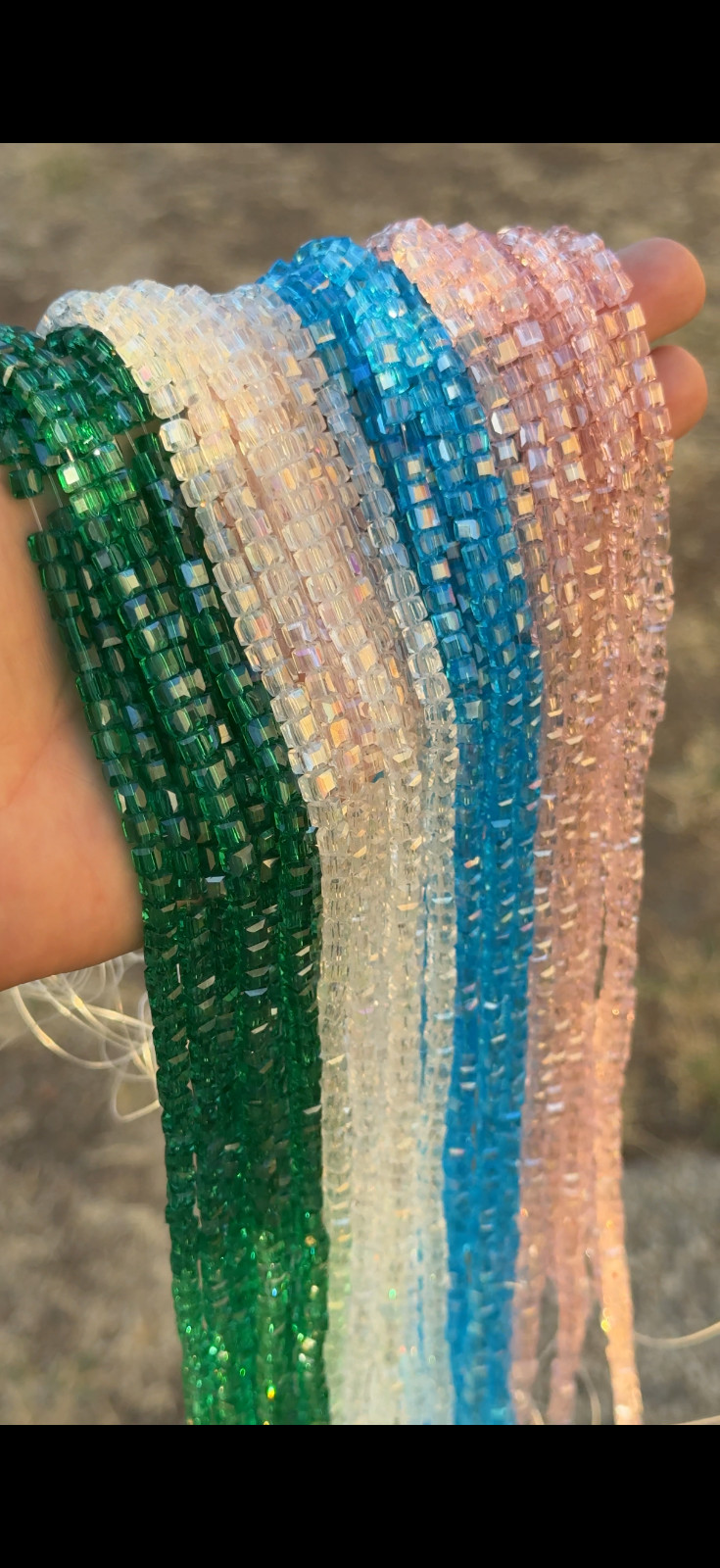 High Grade AB Glass Square Cube Beads 8mm 6mm 5mm 3mm 95 Beads per Strand