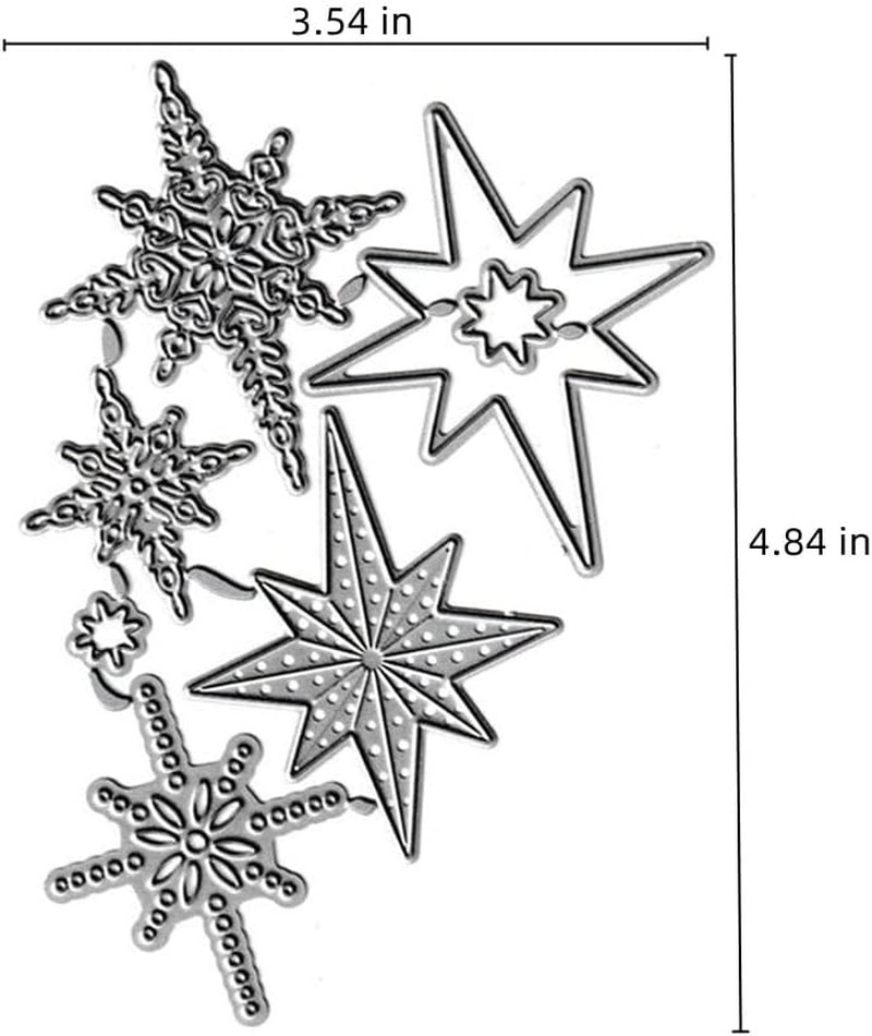 7Pcs Anise Stars Cutting Dies, Stars Die Cuts Metal Embossing Stencils Template