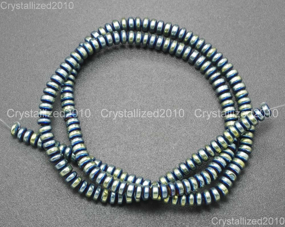 Hematite Gemstone Rondelle Spacer Beads 2mm 3mm 4mm 6mm 8mm Smooth Faceted 16″