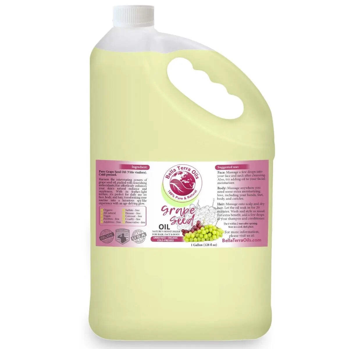 Cold-Pressed Grape Seed Oil 100% Pure Skin Hair Massage Moisturizer Carrier