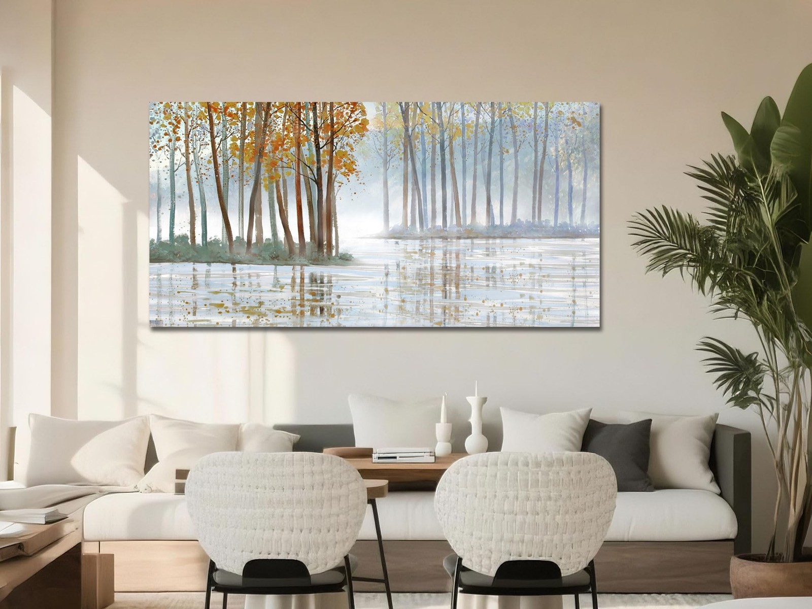 Arjun Birch Trees Wall Art Canvas Forest Landscape Picture Painting, Nature M…