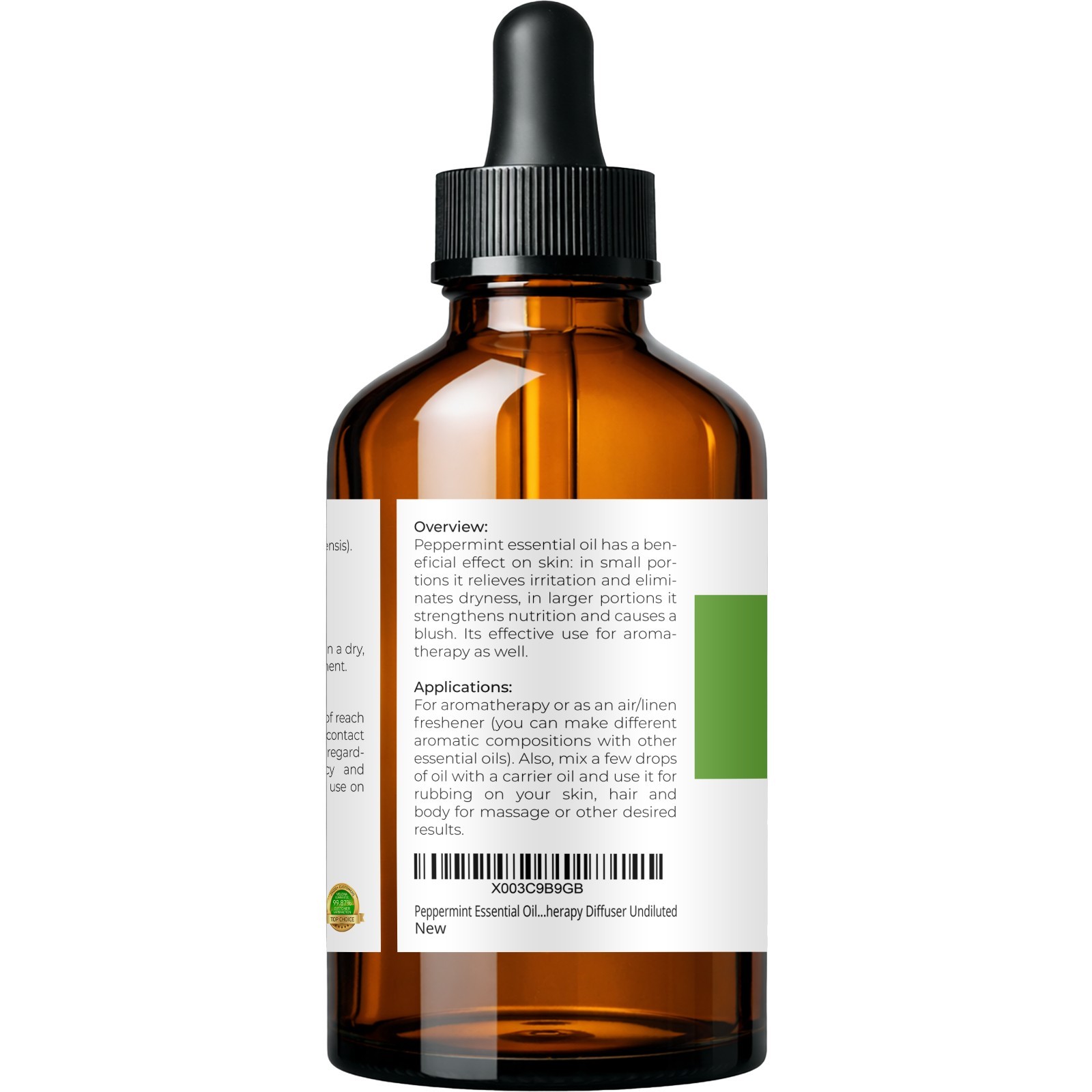 Peppermint Essential Oil by Velona 0.5 – 32 Fl Oz Therapeutic Grade Aromatherapy