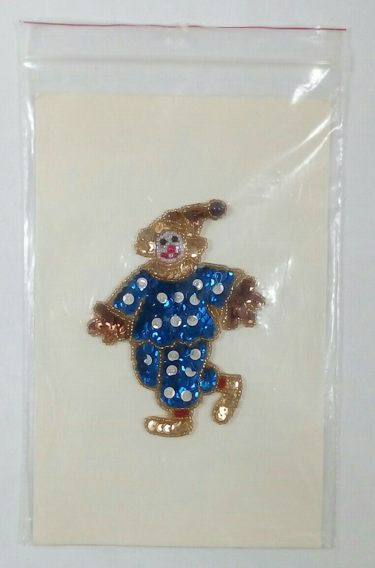 Karla Jordan Kollections CLOWN Sequin Applique removable adhesive VTG 1990s