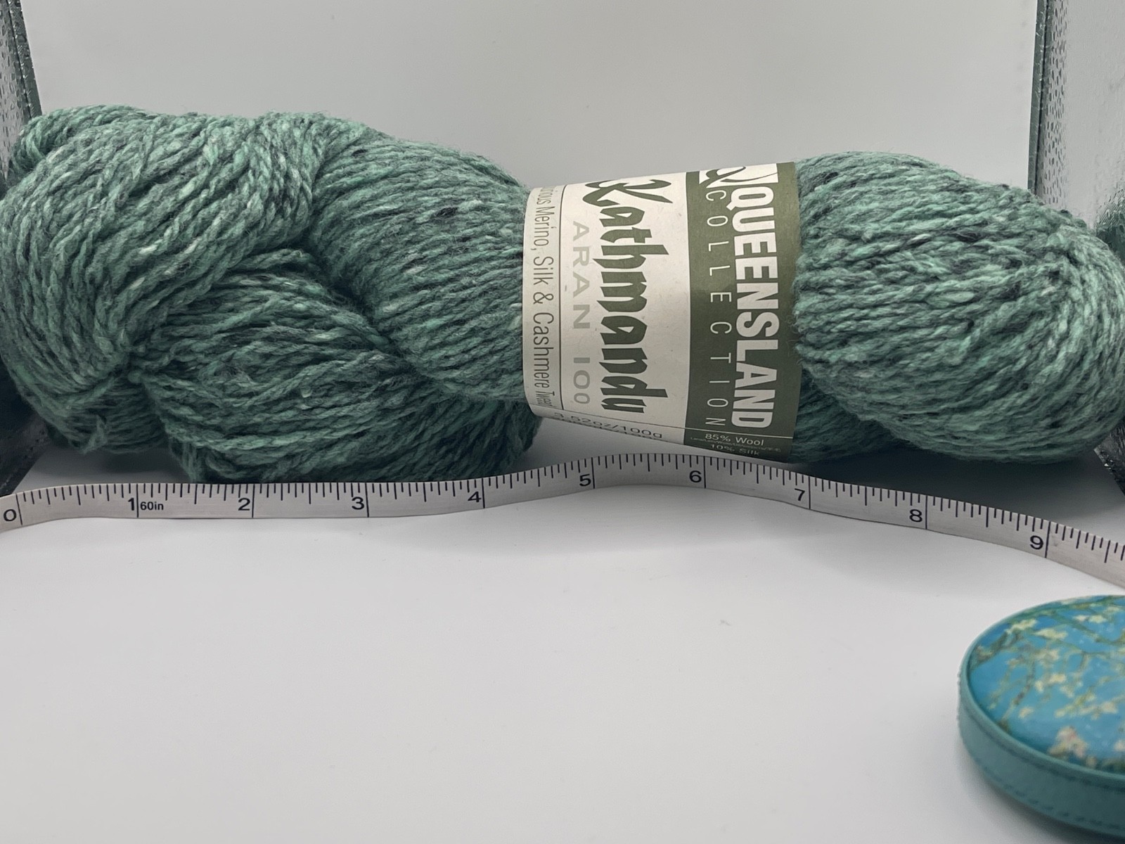 Queensland Kathmandu Aran 100 Merino Silk Cashmere Tweed Yarn #46 Viridian 208yd