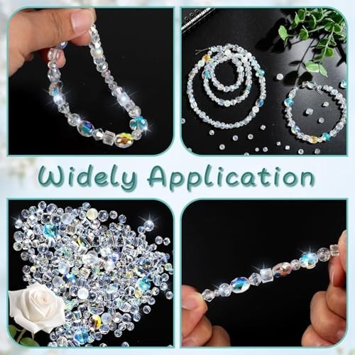 636Pcs Glass Beads for Jewelry Making, Assorted Crystal Beads with Loose Beads f