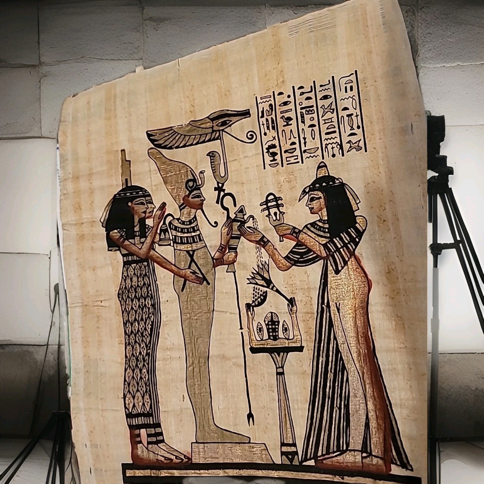 Isis & Osiris Egyptian Painting on Papyrus