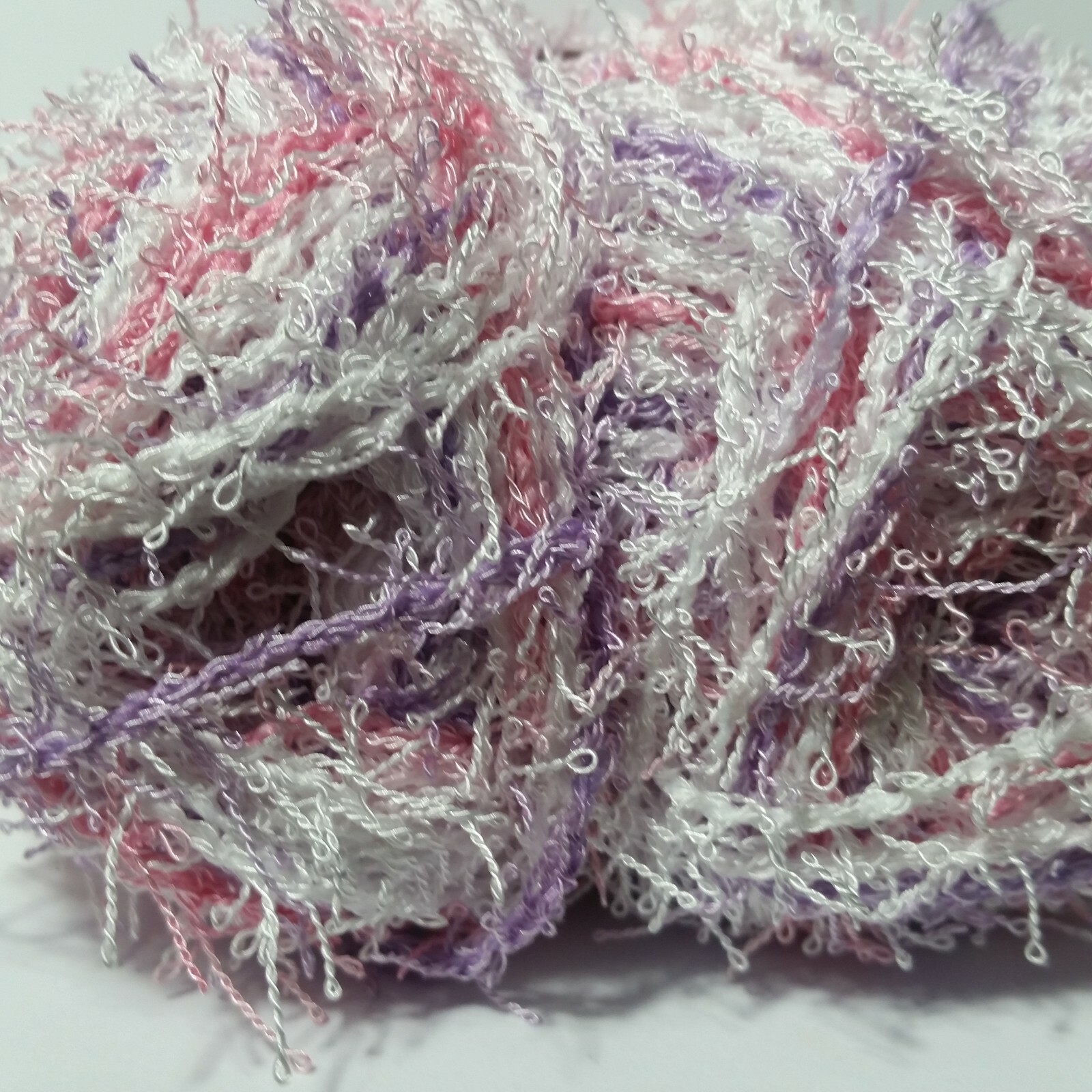 Pastel Light Pink Purple White Scrubby Yarn Acrylic Twin Pack USA Made Blossom