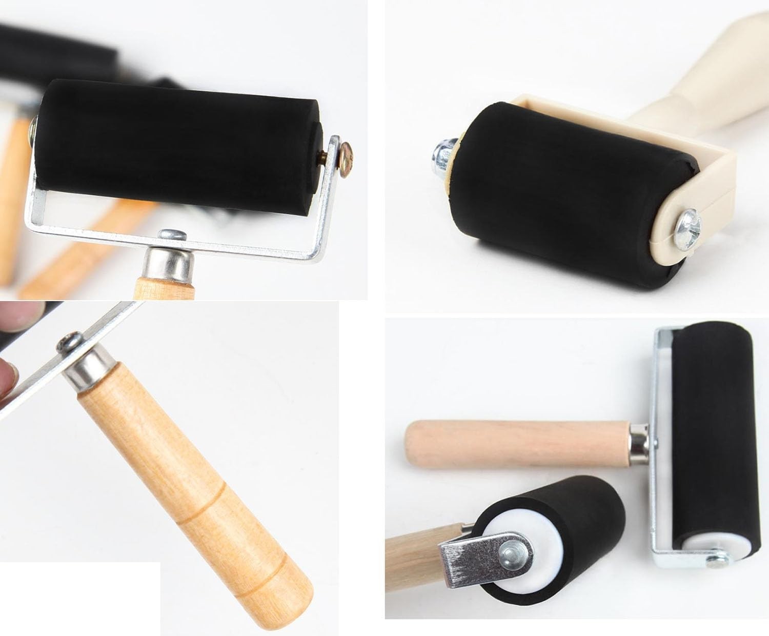 3pk Rubber Roller Brayer Rollers 1.4/2.4/4 Inch Art Craft Roller for Printmaking