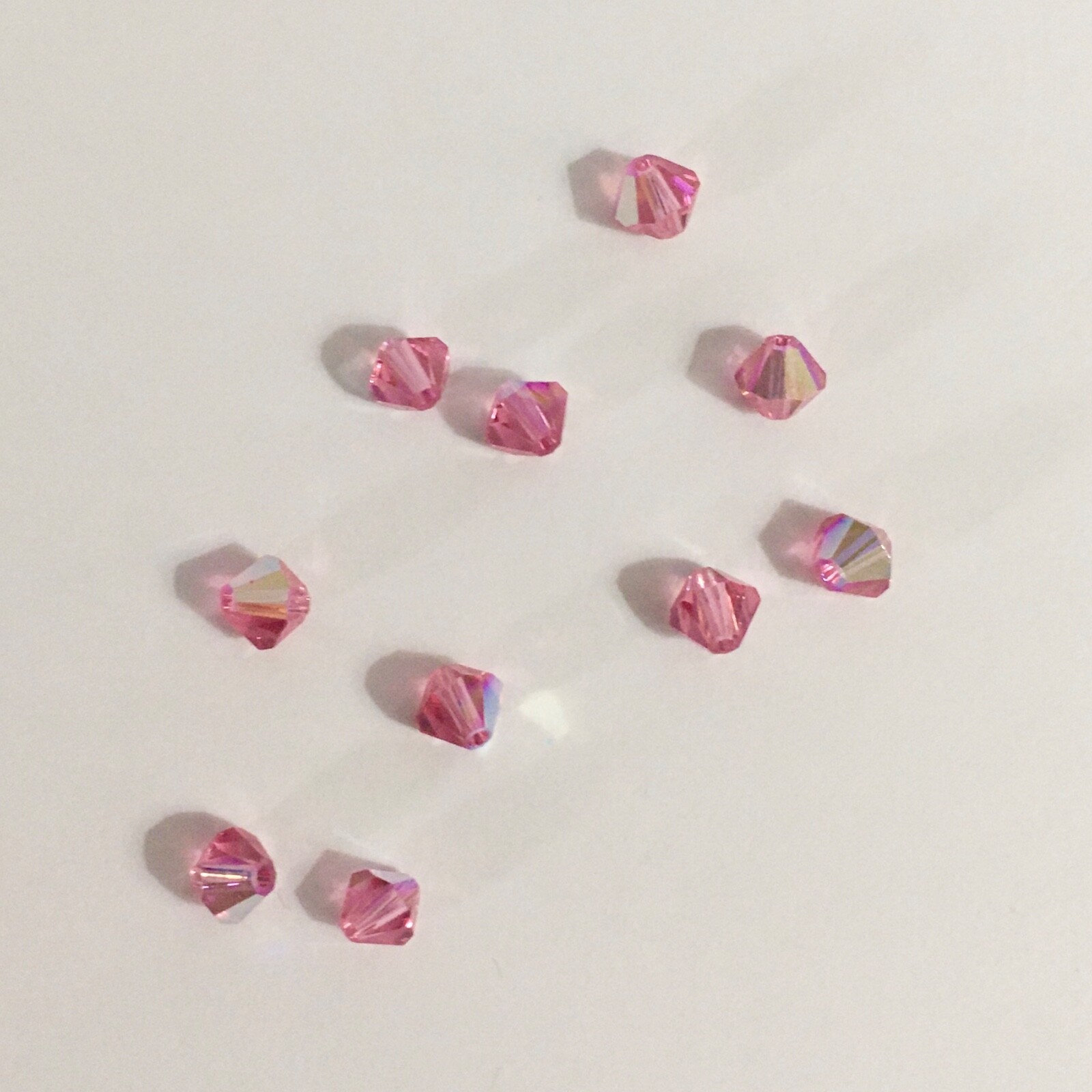 Swarovski Crystal 5mm Iridescent (AB) Rose Pink Bicone Beads – 10 Pieces