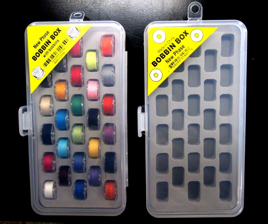 Set of 2 – Bobbin Box Organizers – One w/ 28 Prewound Bobbins – Asst Colors 1465