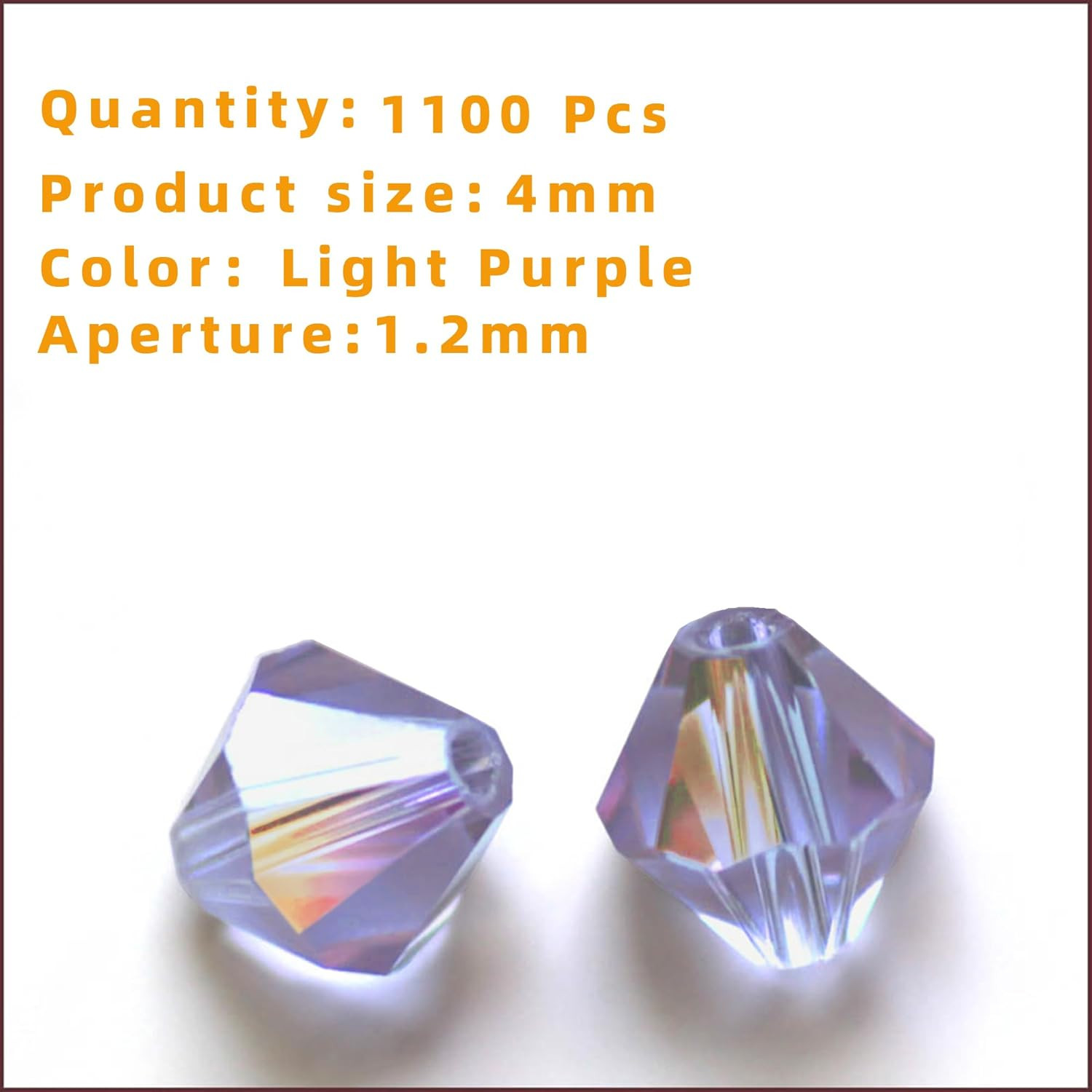 1100PCS 4mm Bicone Crystal Glass Beads for Jewelry Making, Sparkling Mini Beads
