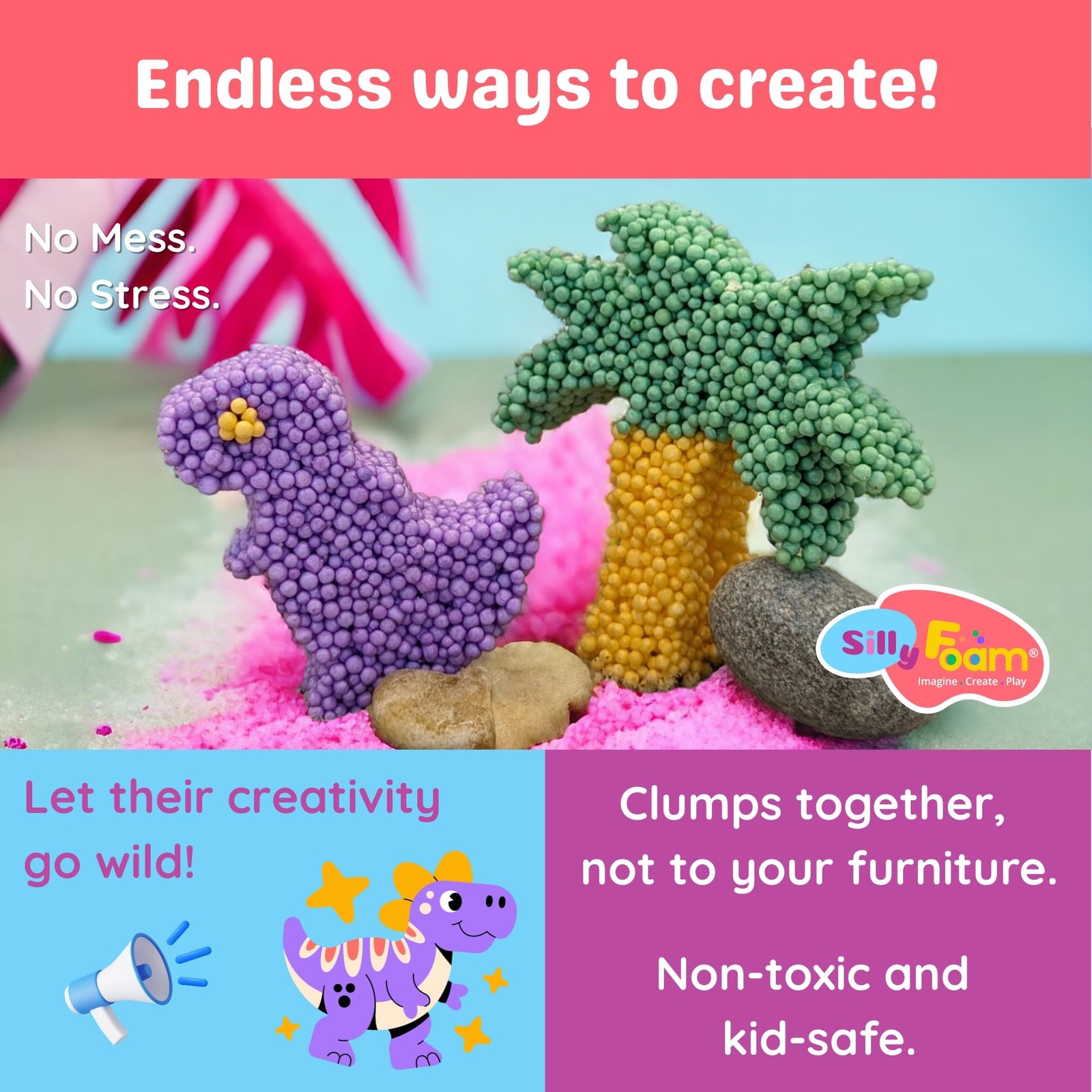 Silly Foam, Creative Modeling Foam Beads, 1-Pack of 6 Primary Colors, Easy Cl…
