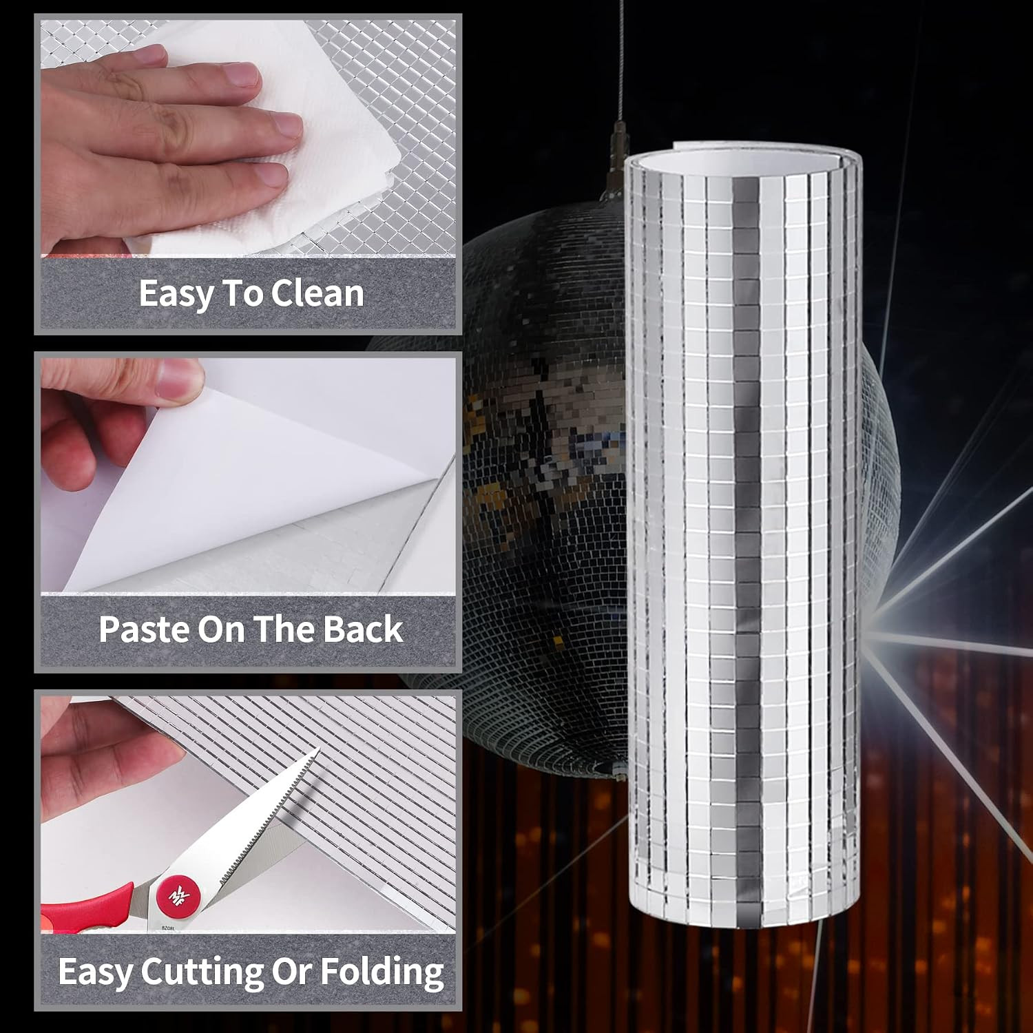18000 PCS 5 X 5 Mm Mini Square Disco Tiles Silver | Self-Adhesive Mirror Mosaic