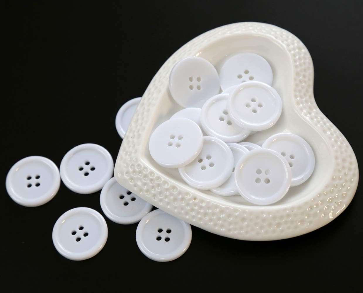 GANSSIA 1 Inch (25mm) White Buttons Flatback Resin 25 millimeters,