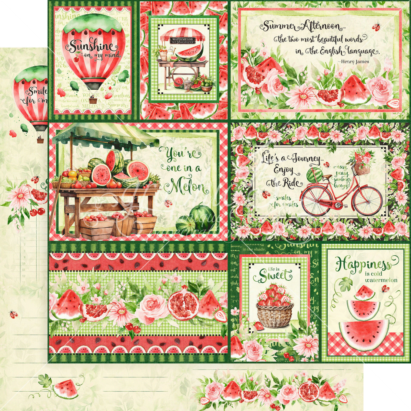 Graphic 45 Sunshine on my Mind 12″ Cardstock PICK Melon Relax Summer Memories