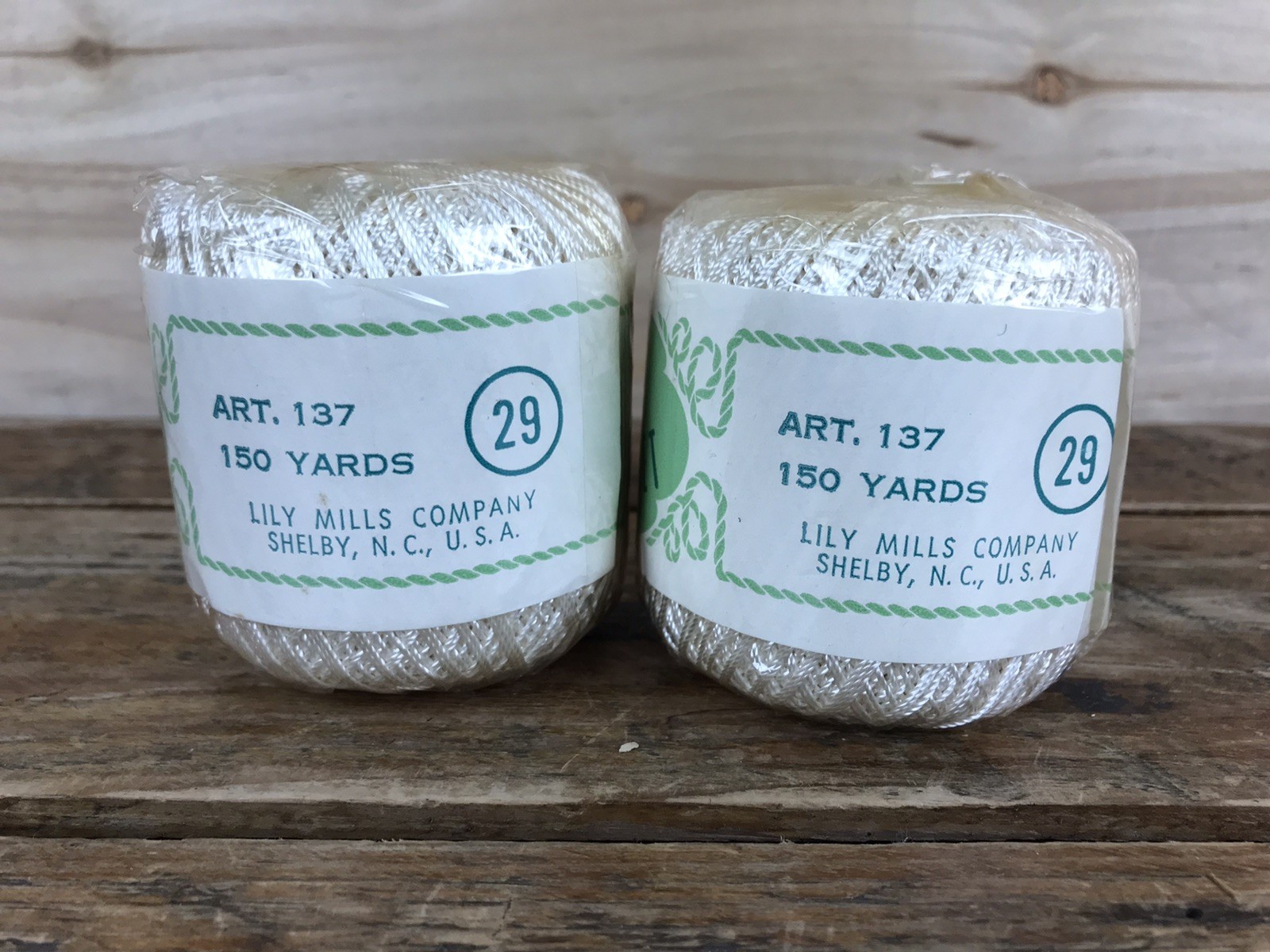 Vintage Lily Rayon Crochet Thread Lot 2 Skeins White NEW NIP