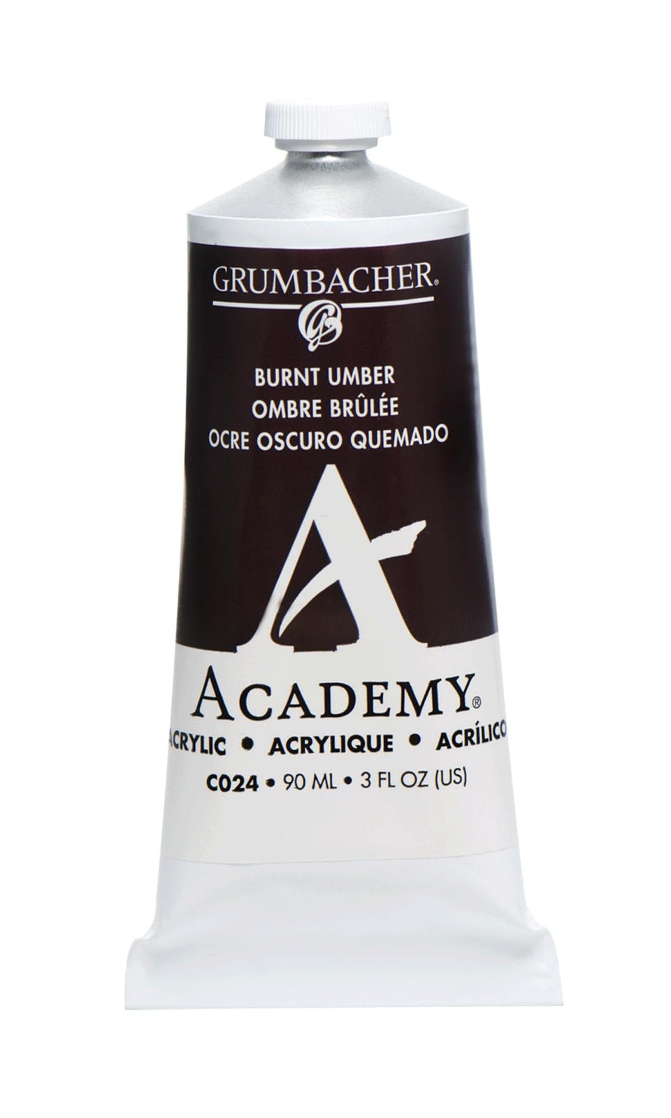 Academy Acrylic Paint Gloss 90ml Metal Tube Burnt Umber Professional Art