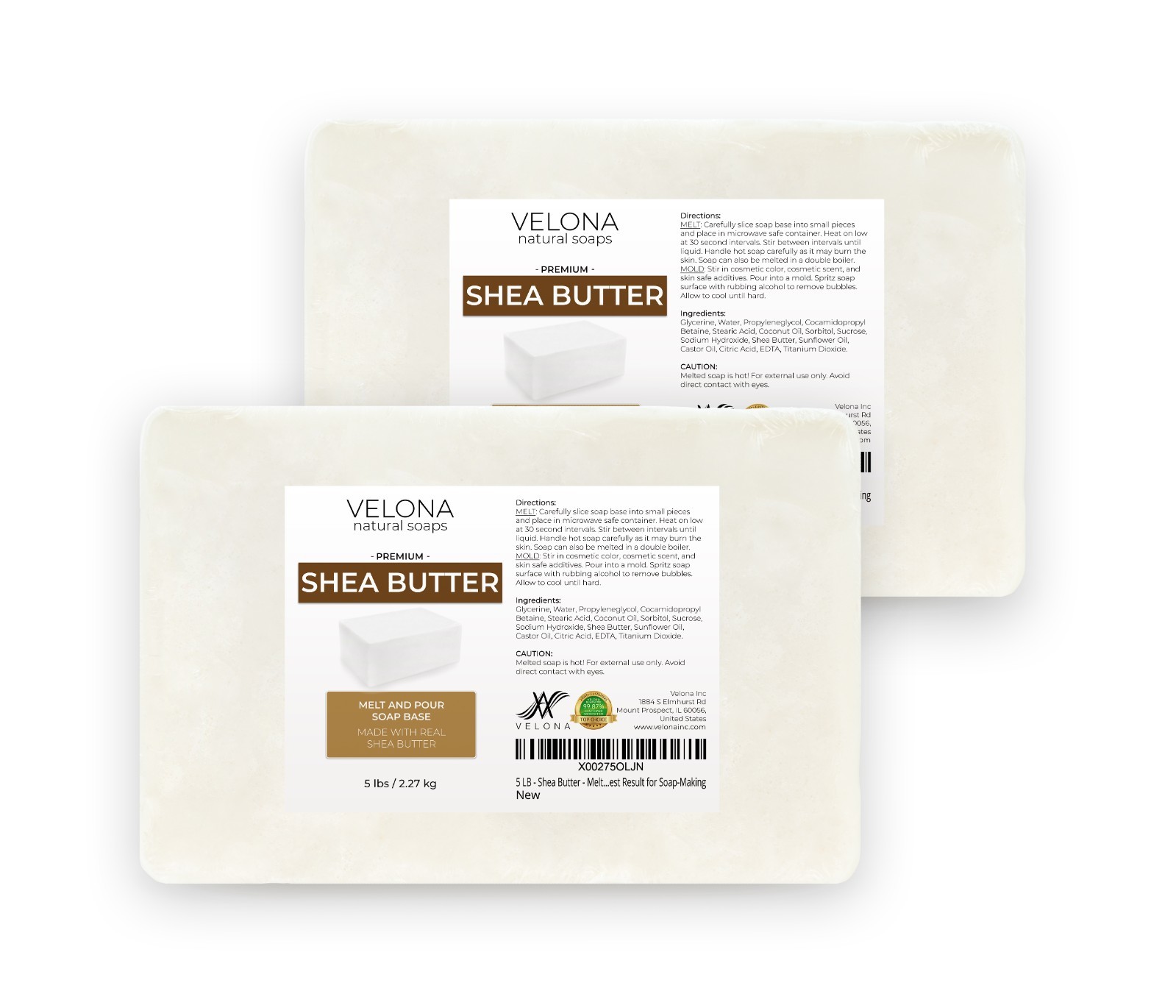 2,5,10,25 LB – Shea Butter Soap Base by Velona SLS/SLES Free Melt Pour