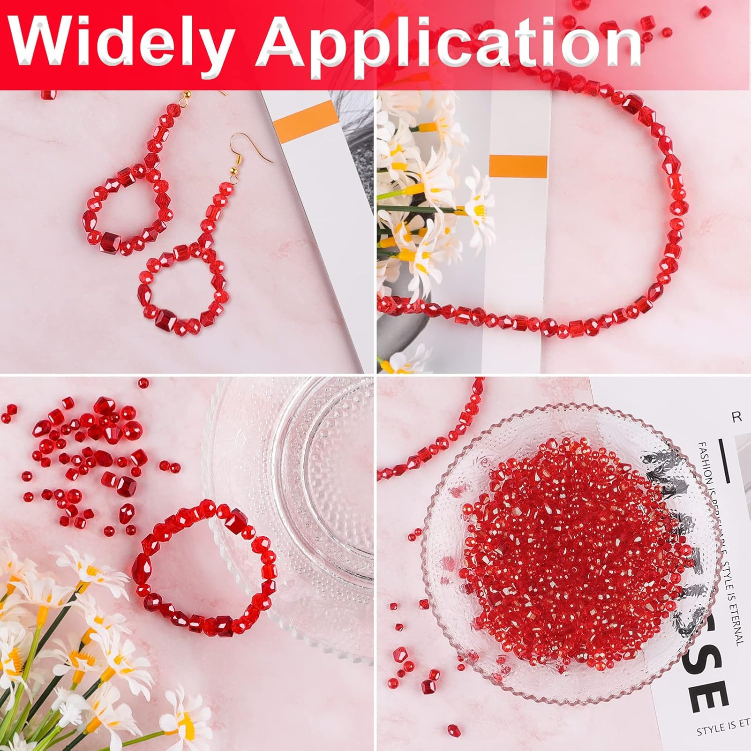 Crystal Beads, 600 Pcs Glass Beads, Assorted Crystal Beads for Jewelry Making, R