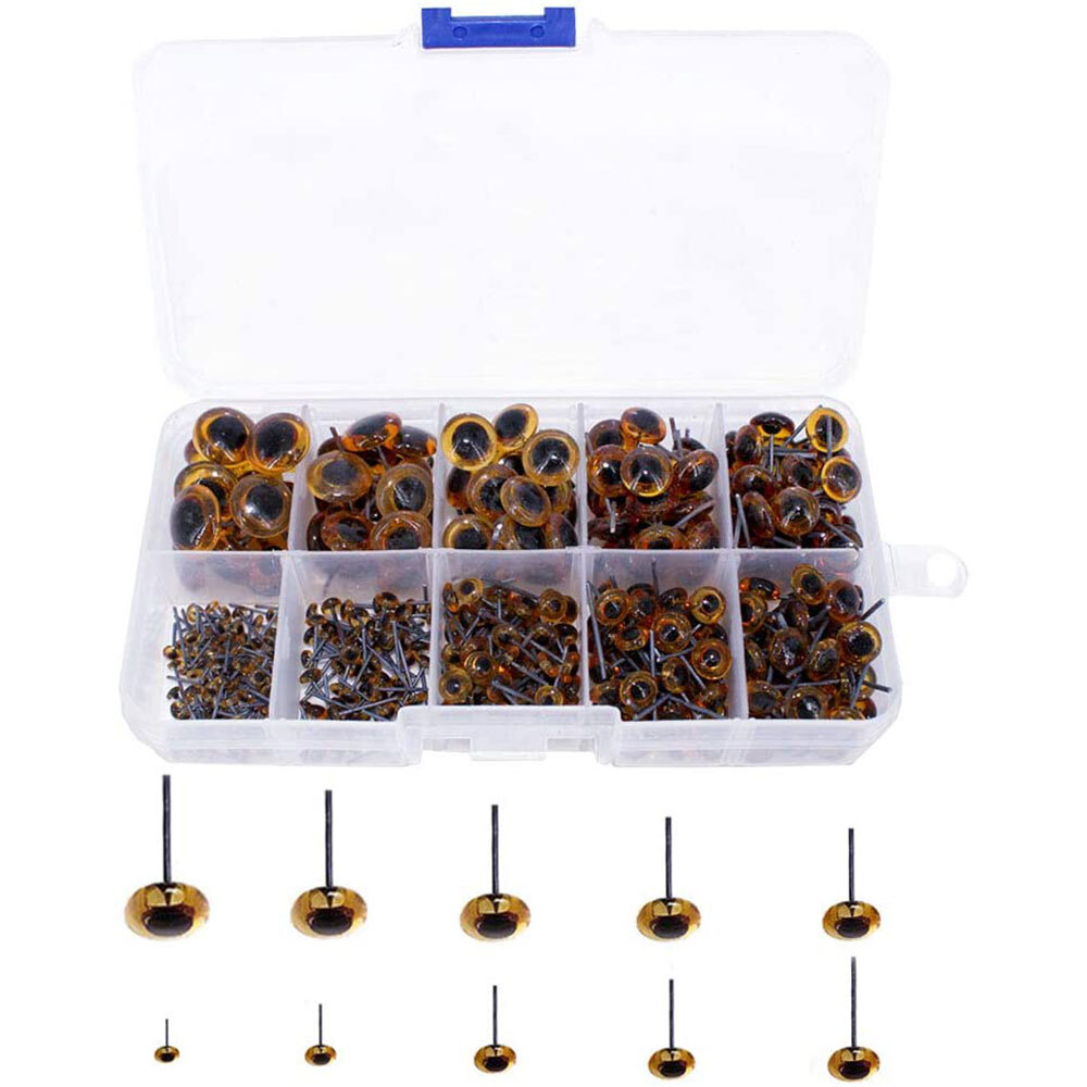 200Pack Amber Glass Eyes Kits For Needle Felting Bears Dolls Decoys Sewing 2-Box